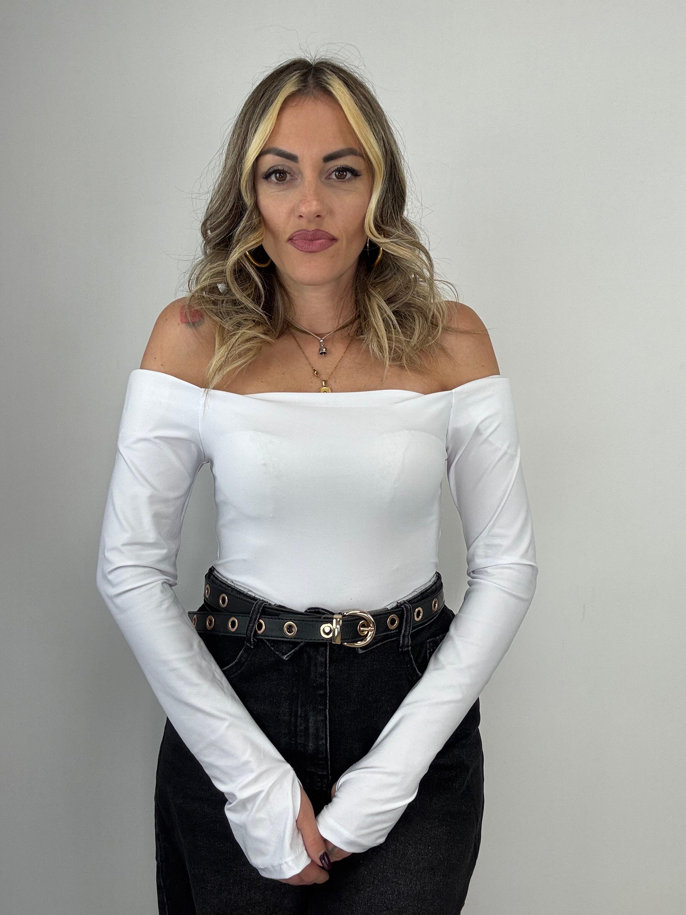 Body 16370 scollo a barca - Bianco