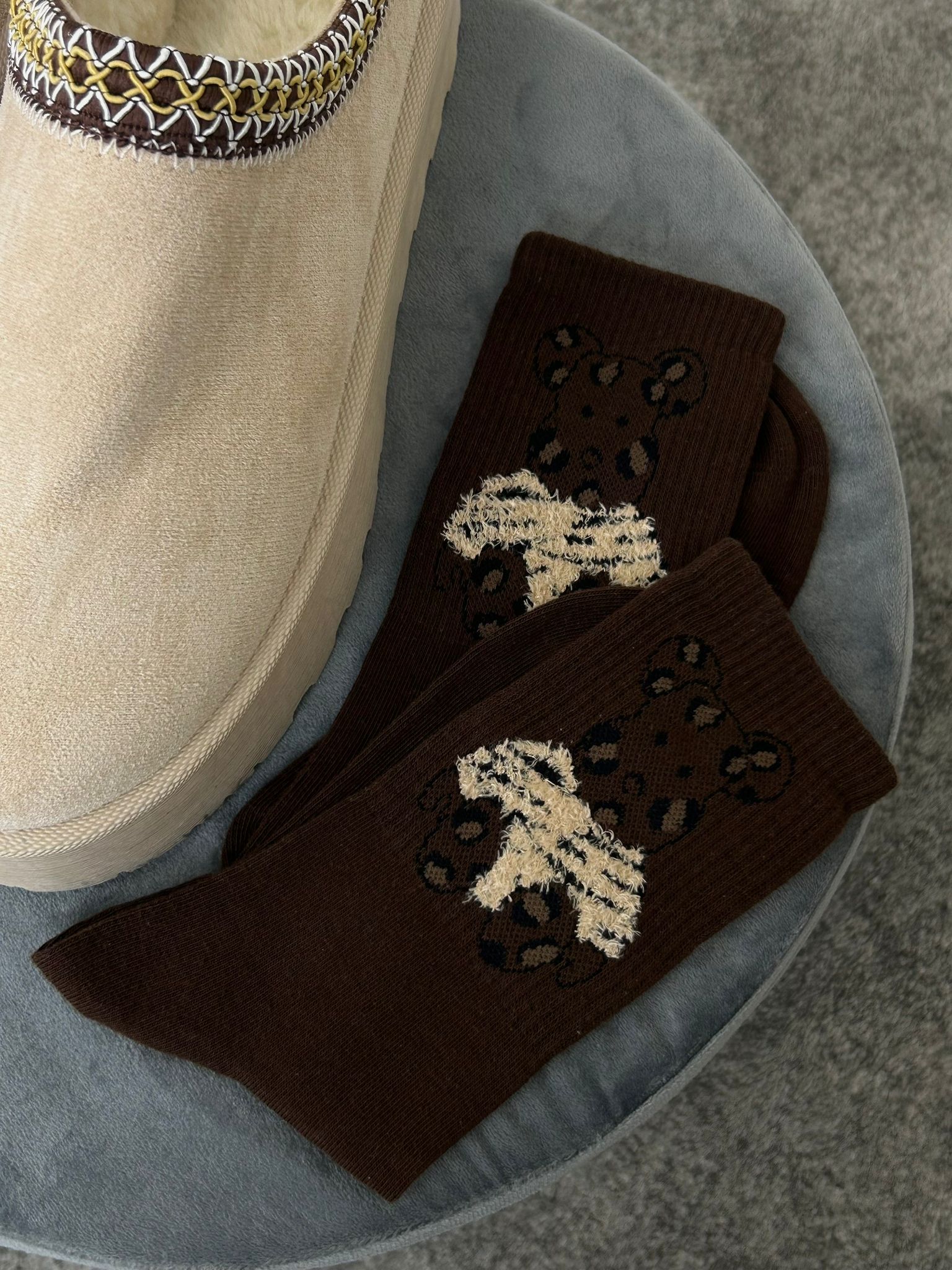 Chaussettes ours tacheté - Marron