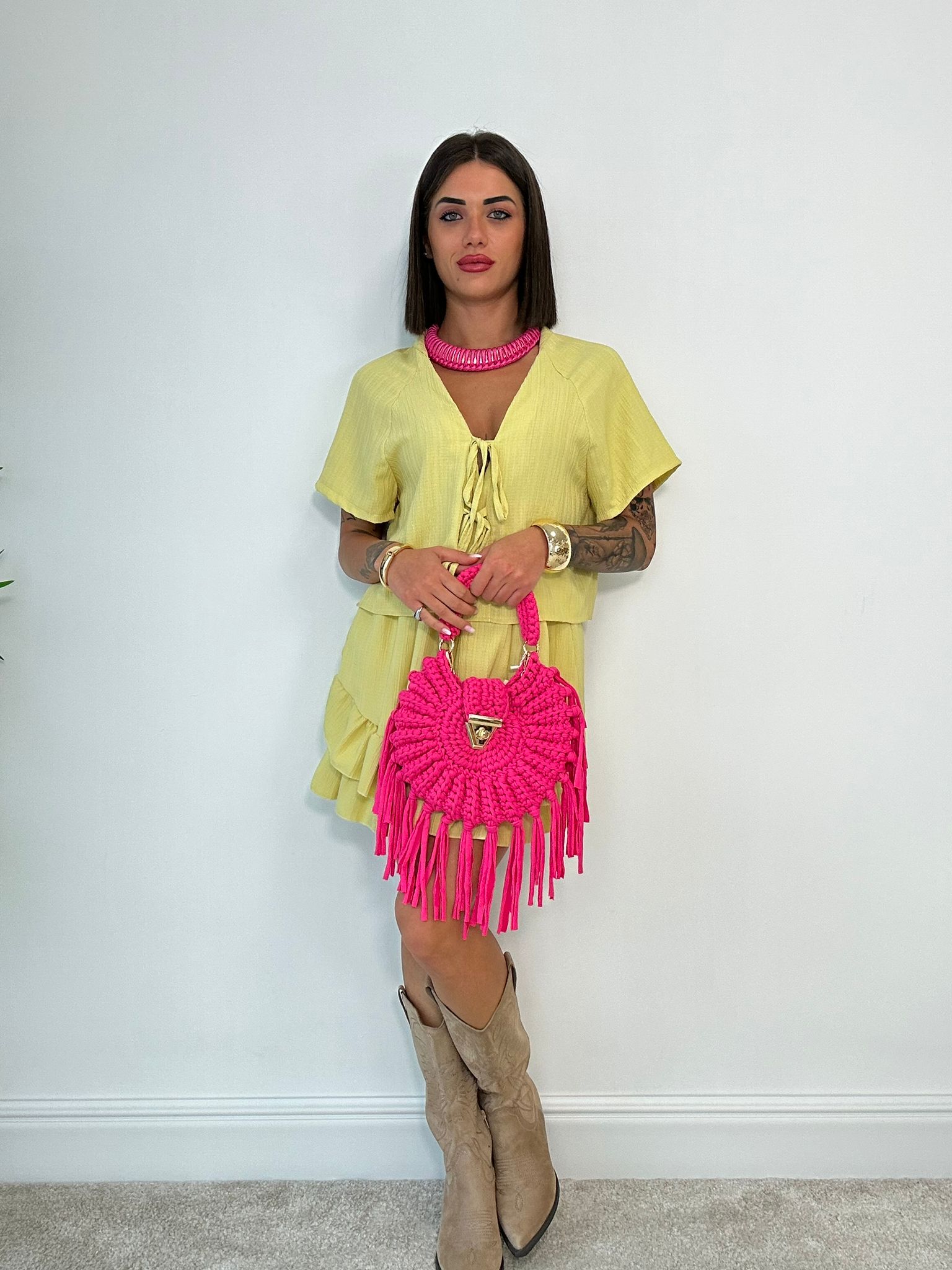 Coordinato Marta (Camicetta + Pantaloncino) Giallo Ocra