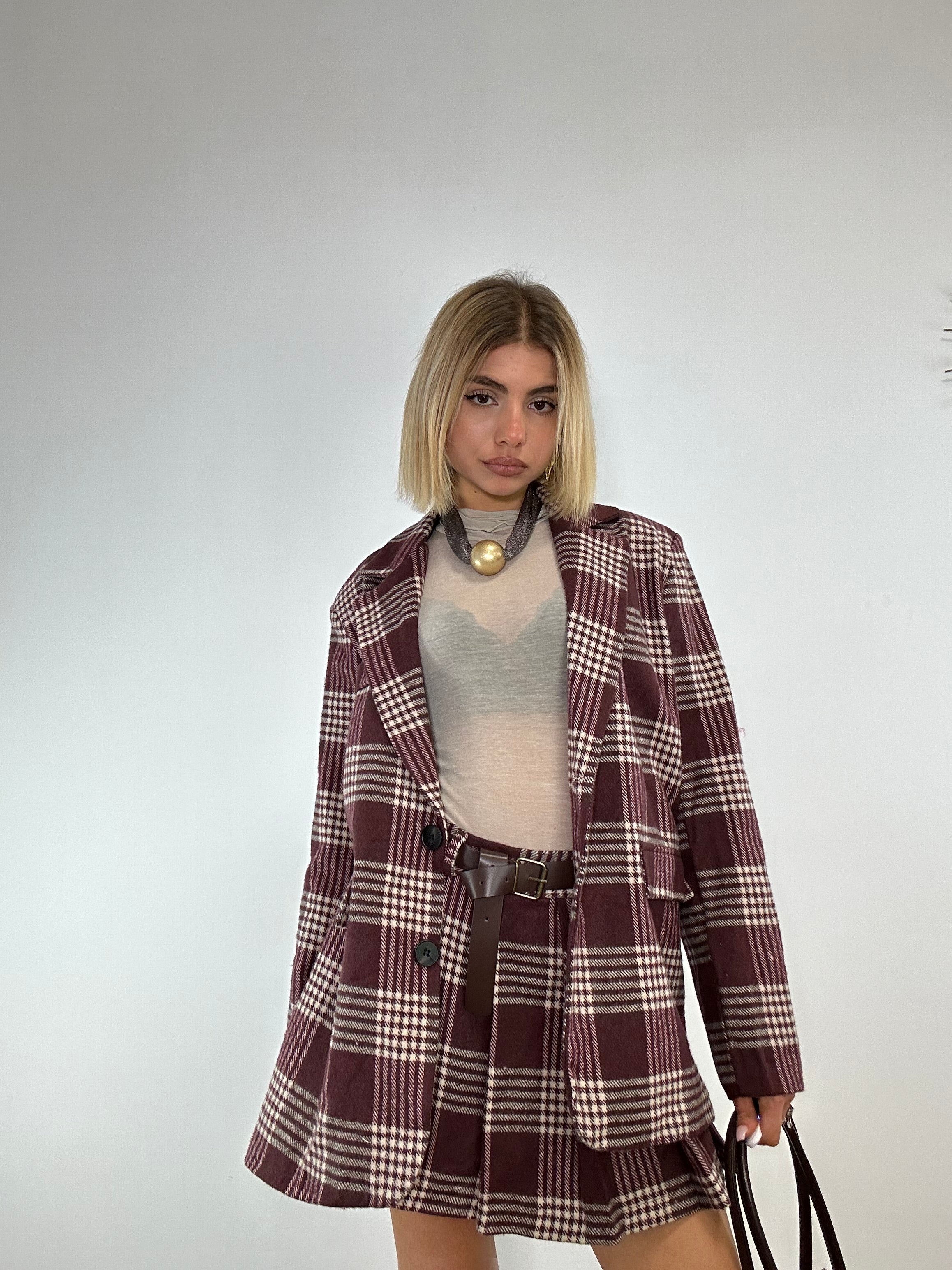 Gonna Pantaloncino 25719 - Bordeaux e Panna