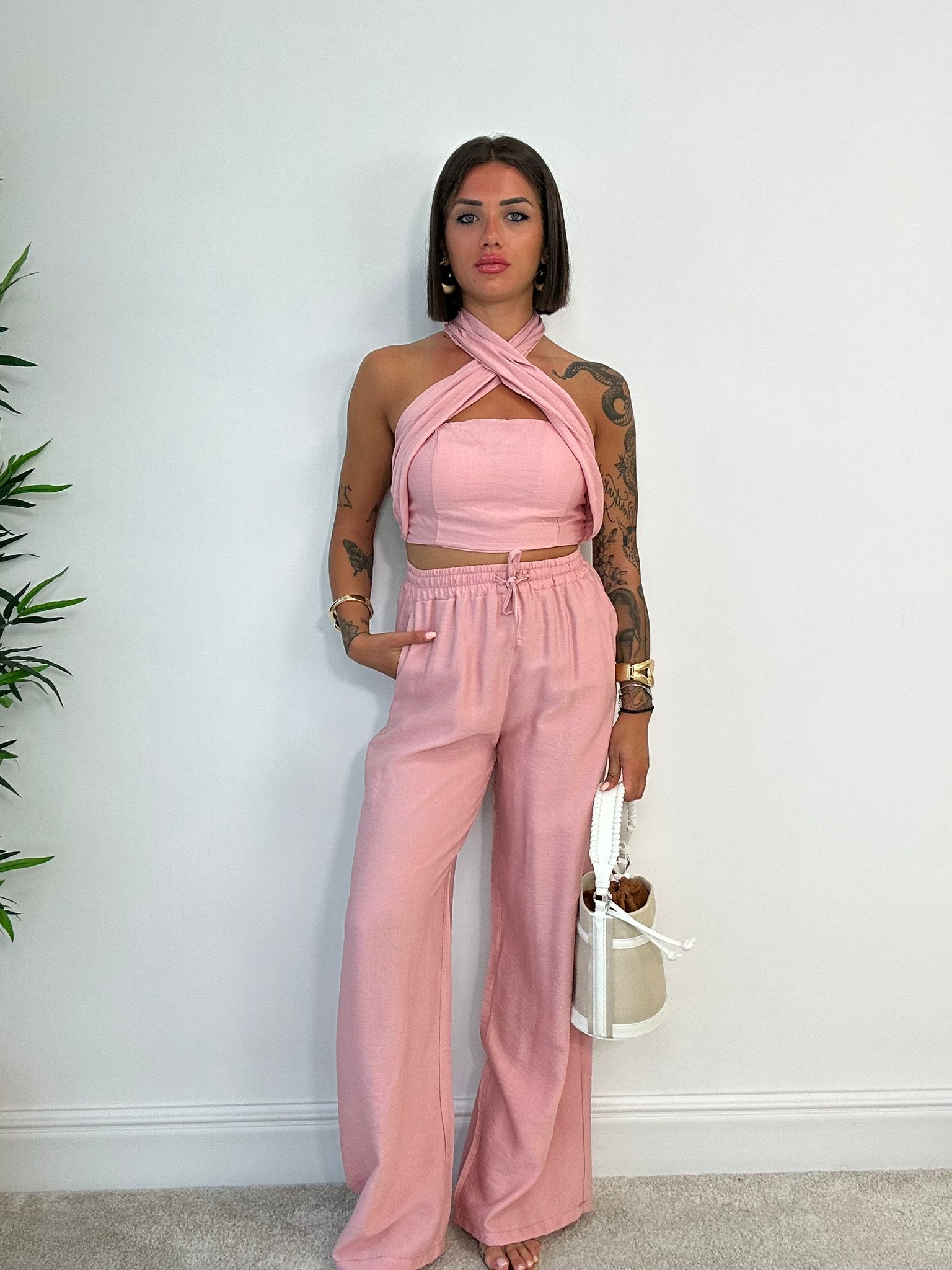 Coordinato Tenerife (Top + Pantalone) Rosa Antico