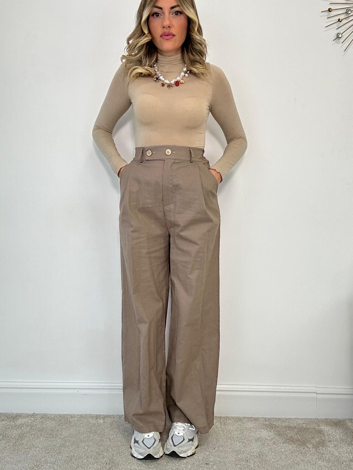 Pantalone in Lino 5845 - Fango