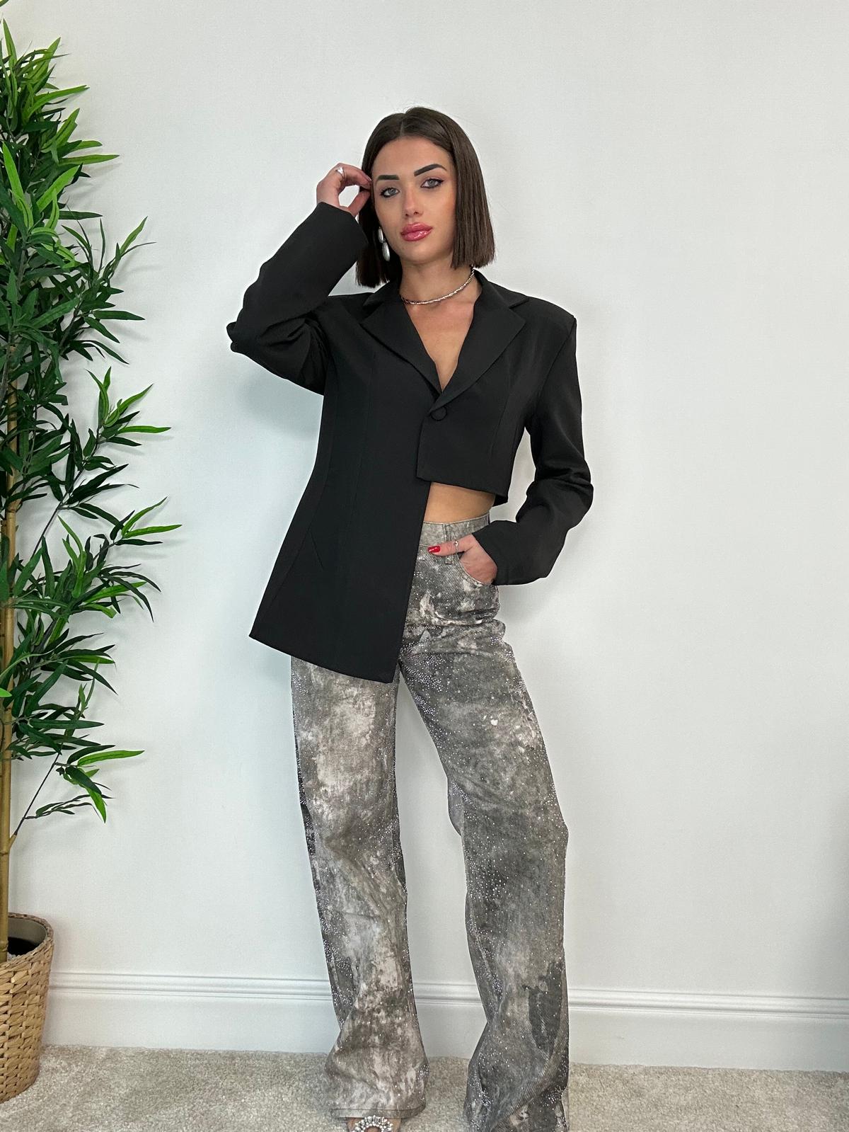 Blazer court asymétrique - Noir