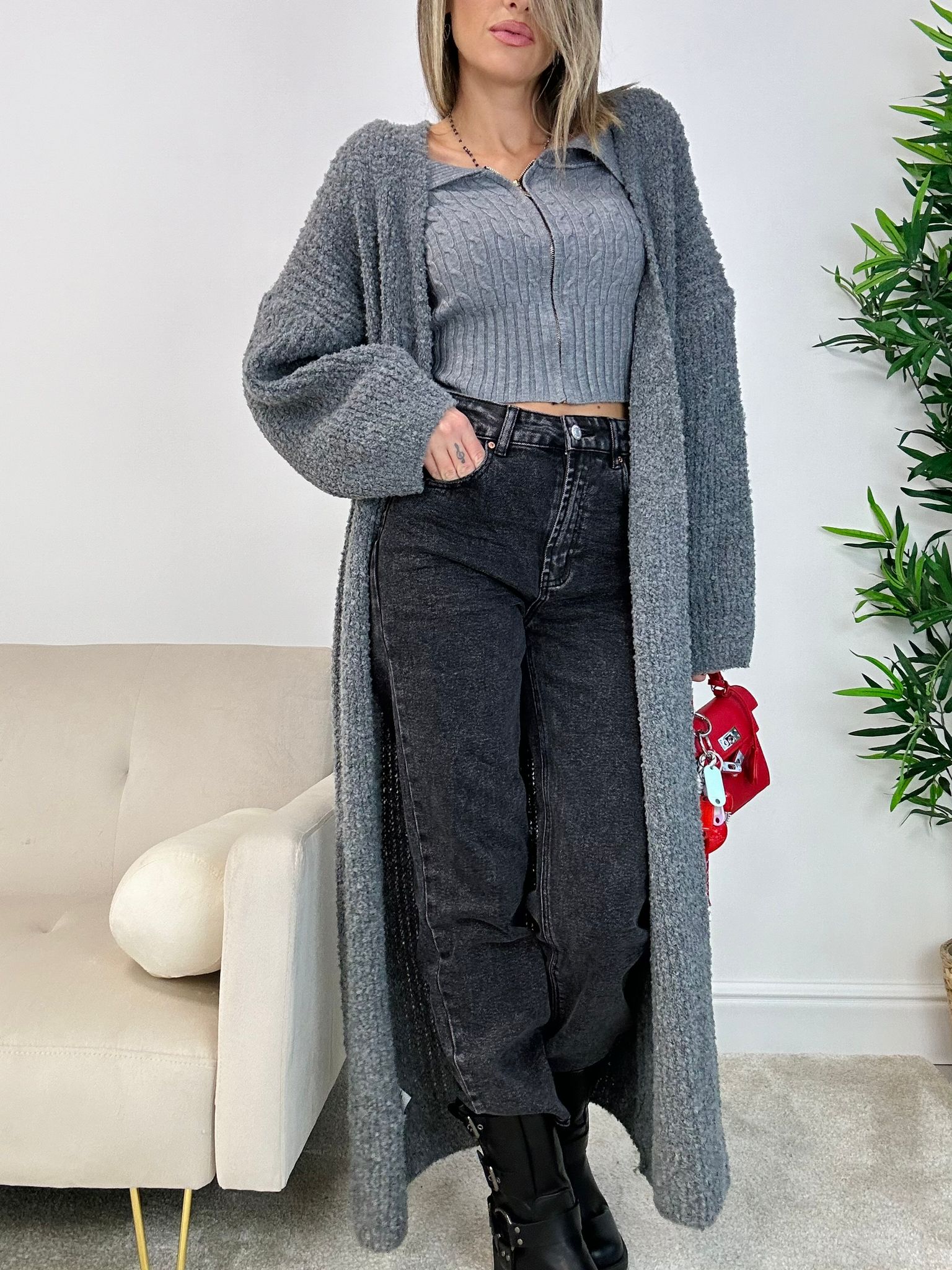 Cardigan long - Gris