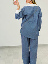 Coordinato Gioiello (Camicia + Pantalone) Blu