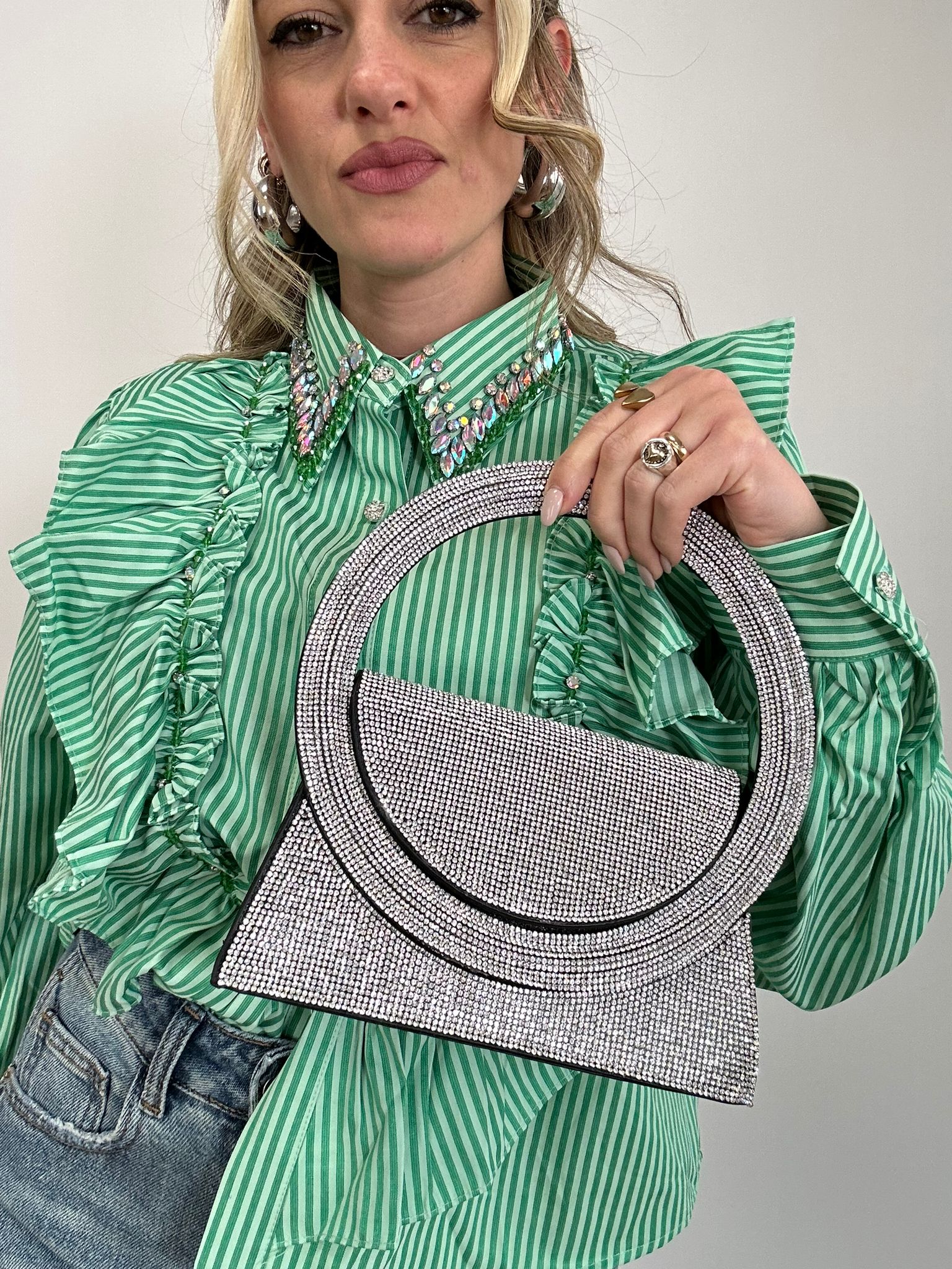 Borsa con strass - Argento