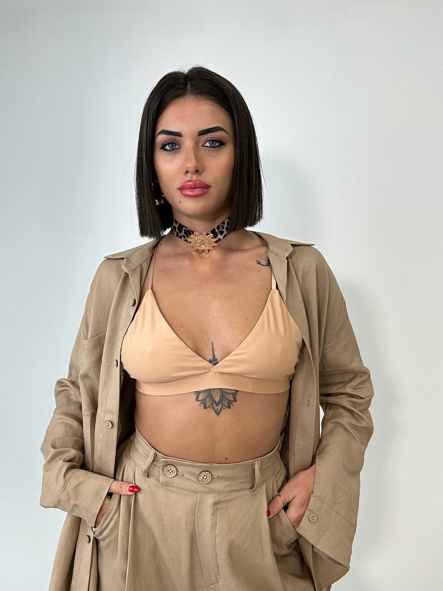 Camicia in Lino- Beige Scuro