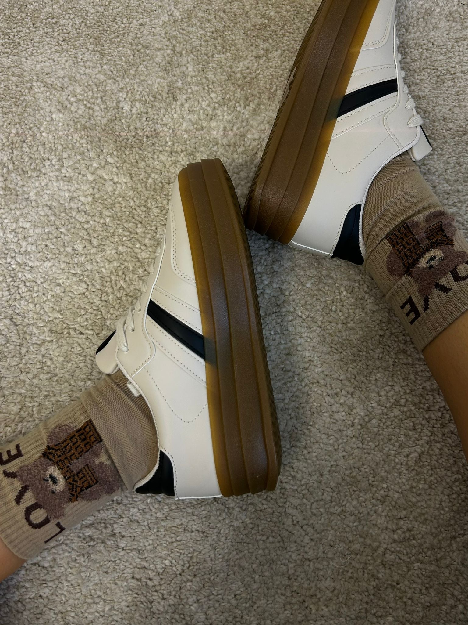 Sneakers con suola alta - Panna