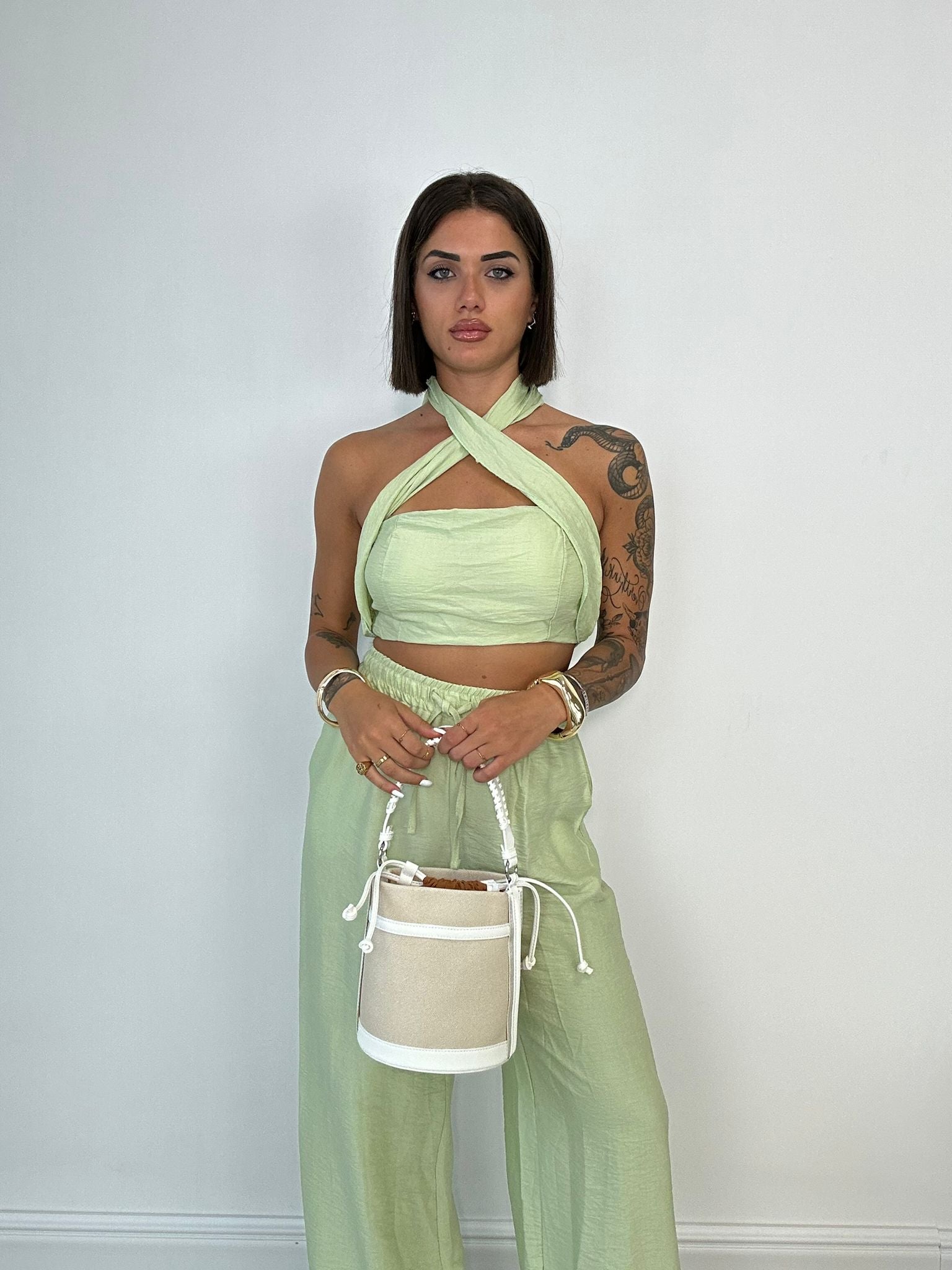 Coordinato Tenerife (Top + Pantalone) Verde Chiaro