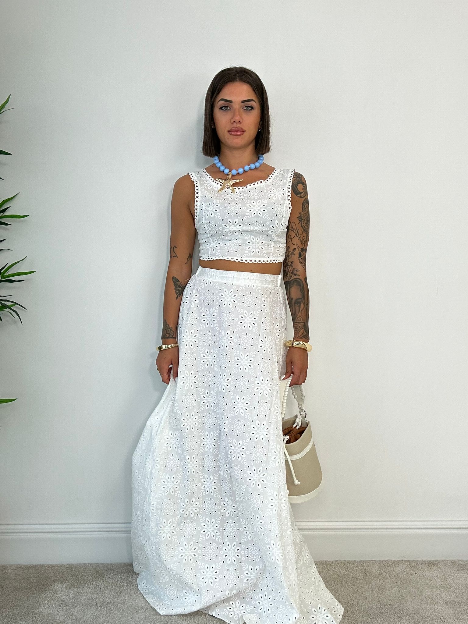 Coordinato Cetara (Top + Gonna) Bianco
