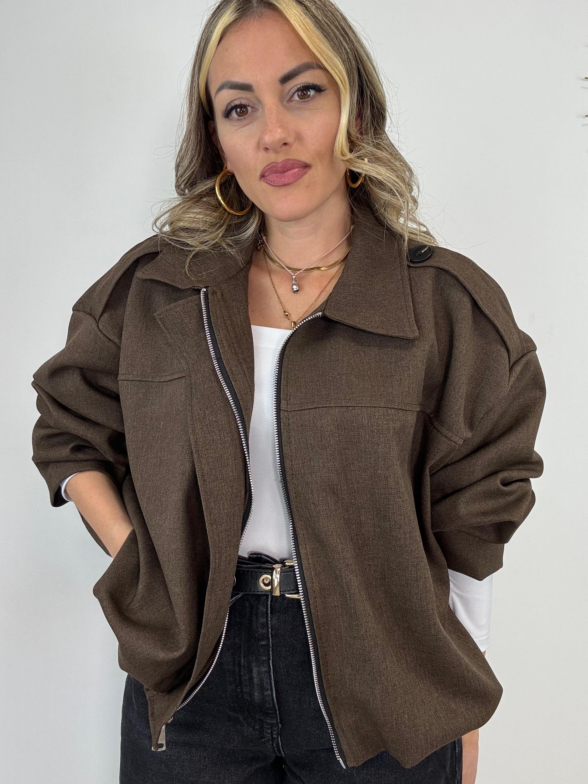 Giubbino Crop M13373 - Marrone