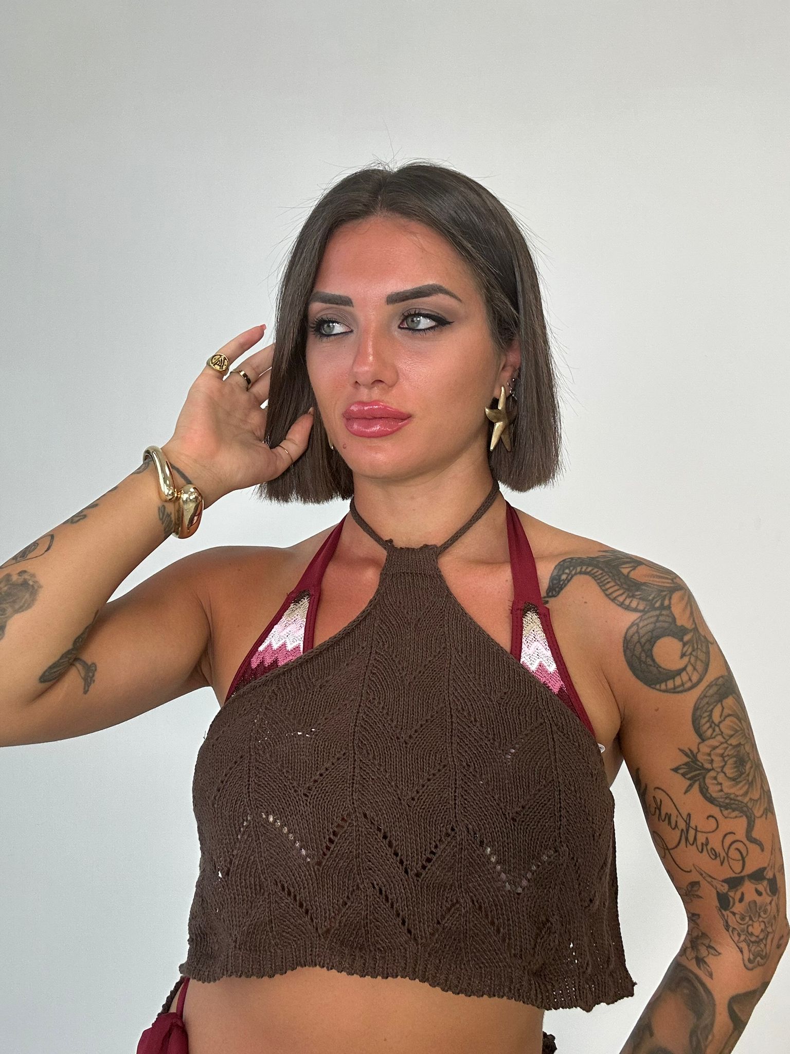 Coordinato Copricostume Ventotene (Top + Gonna) Marrone