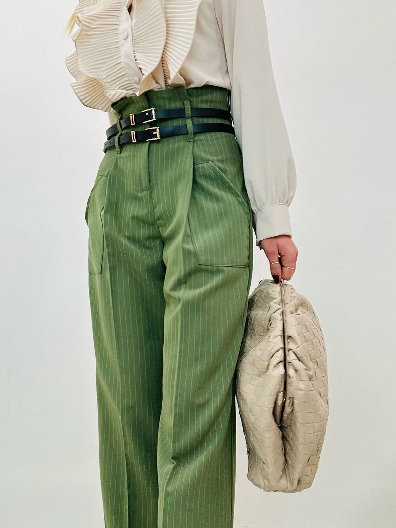 Pantalone Gessato Luna - Verde - FR4295