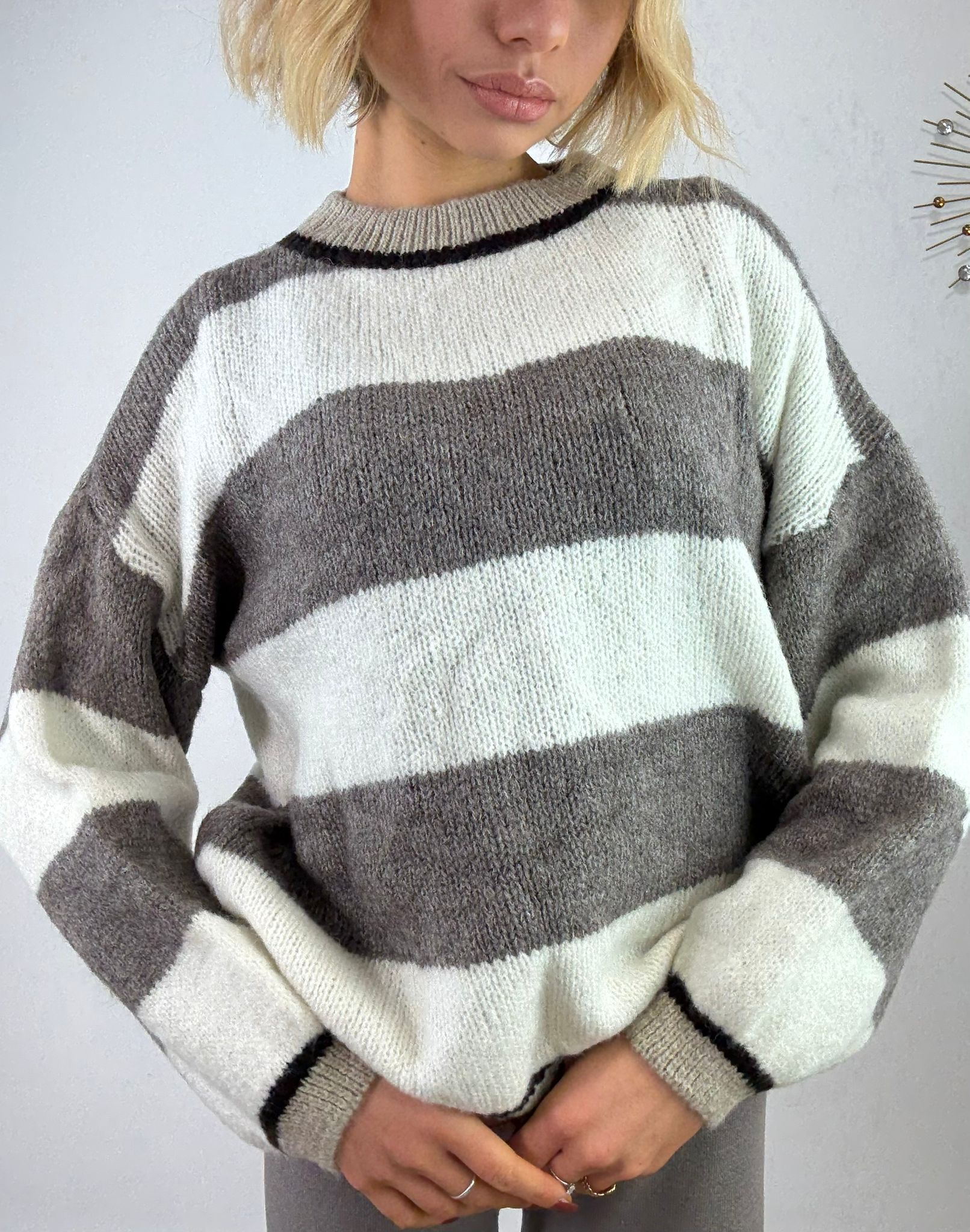 Maglione 3110 - Tortora e Bianco