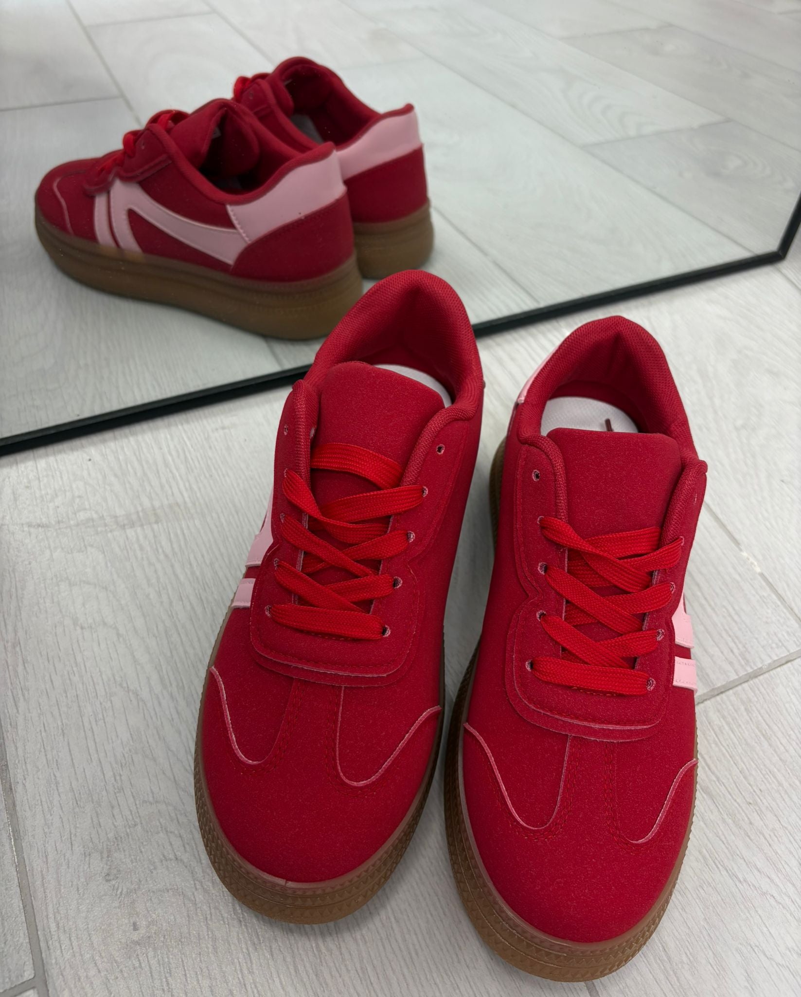Sneakers suola alta - Rosso