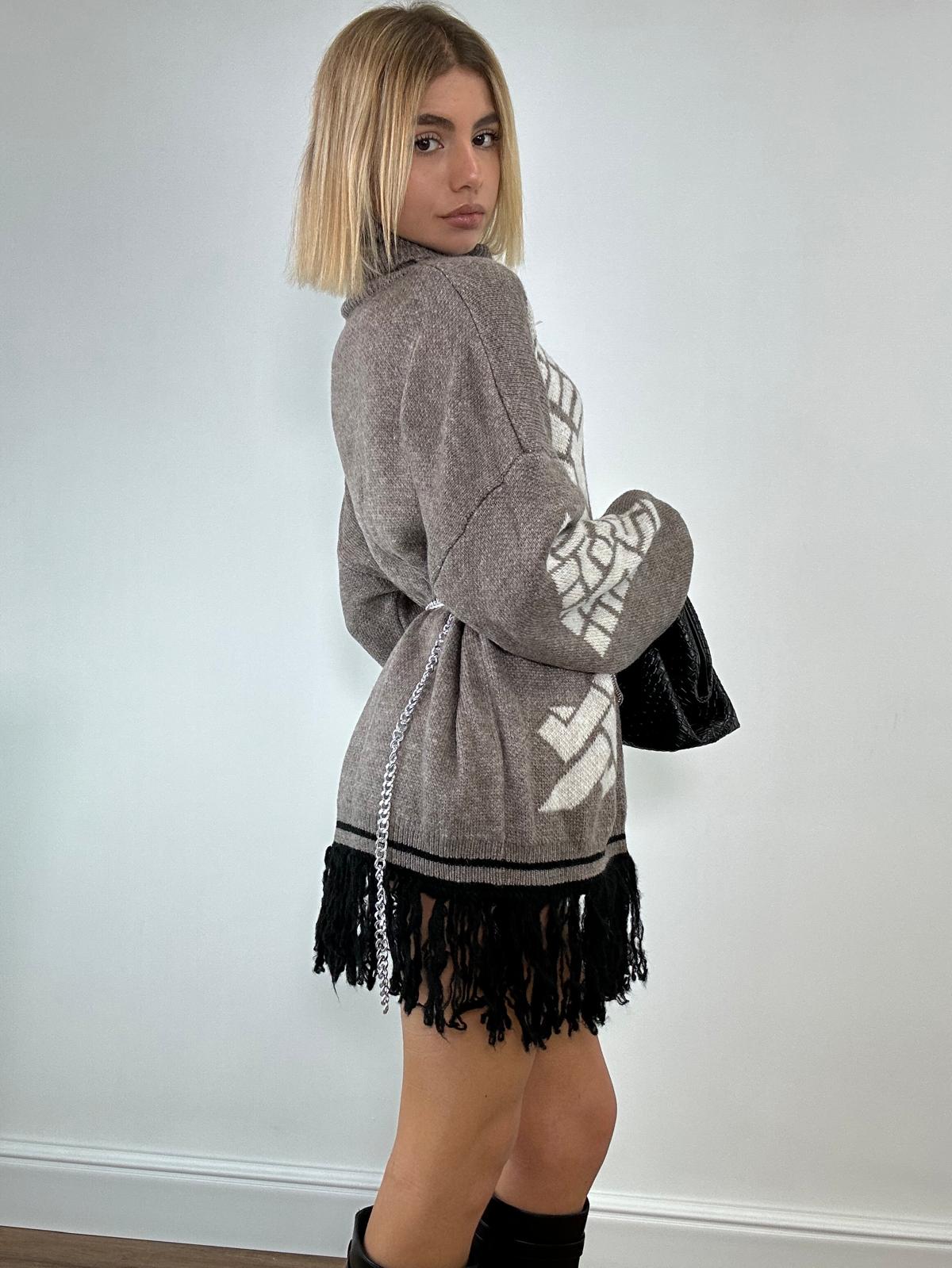 Abito con frange 25870 - Fango