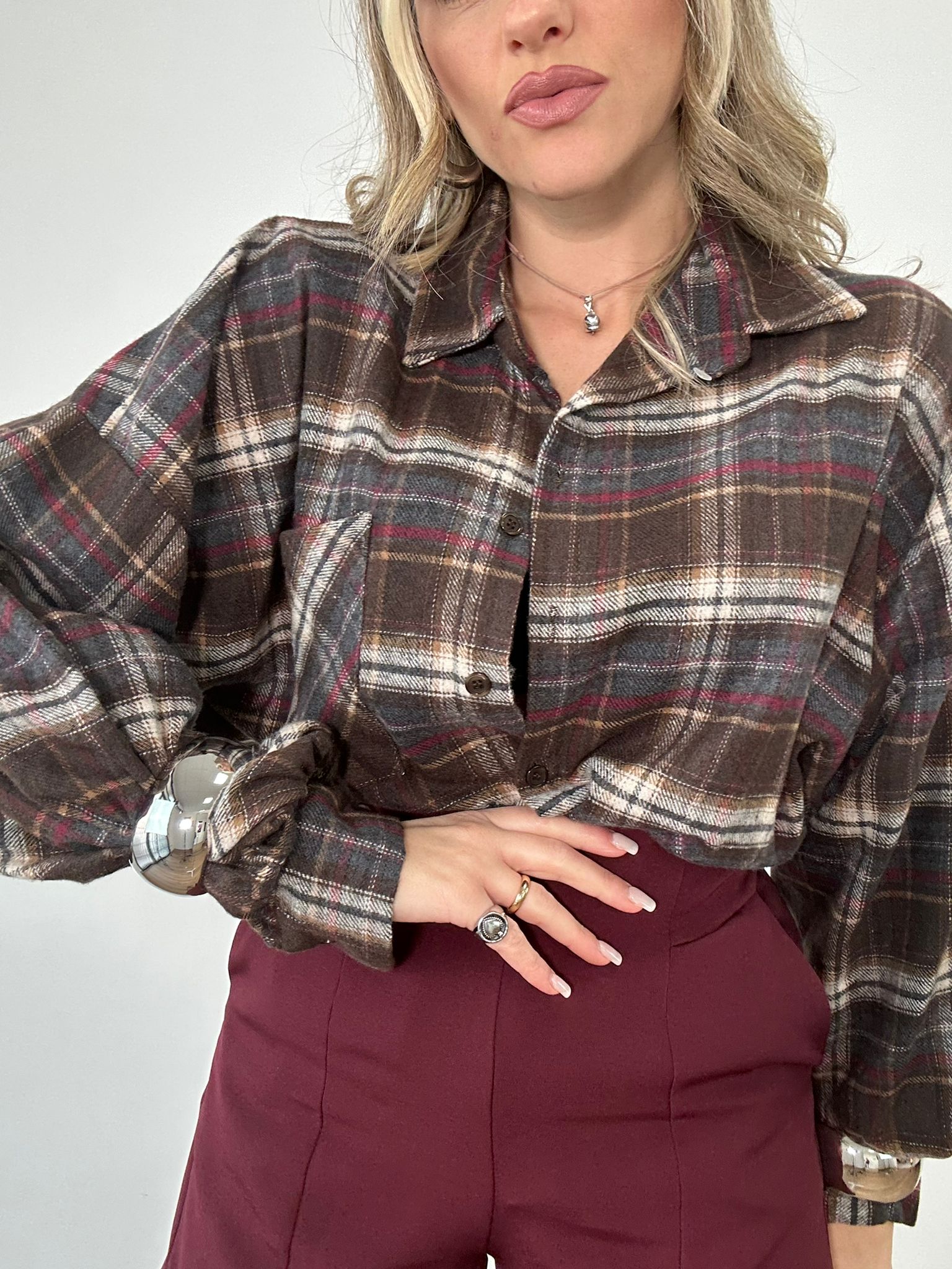 Camicia 24616 - Marrone e Bordeaux