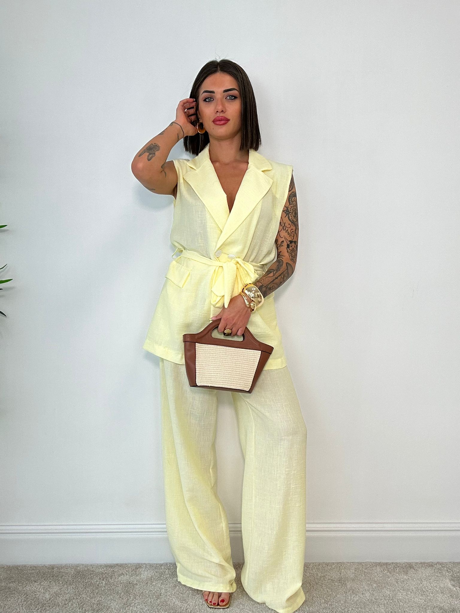 Coordinato Kyoto (Blazer Smanicato + Pantalone) Giallo