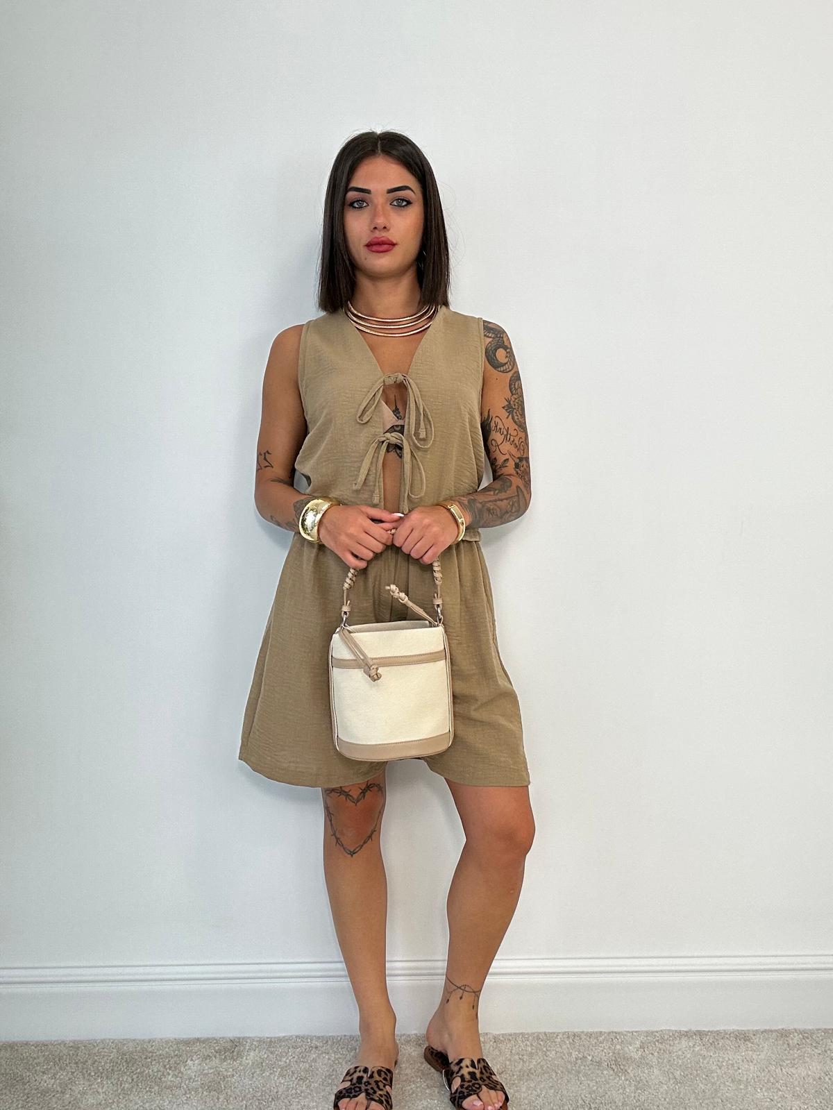 Coordinato Sofia (Top + Pantaloncino) Fango