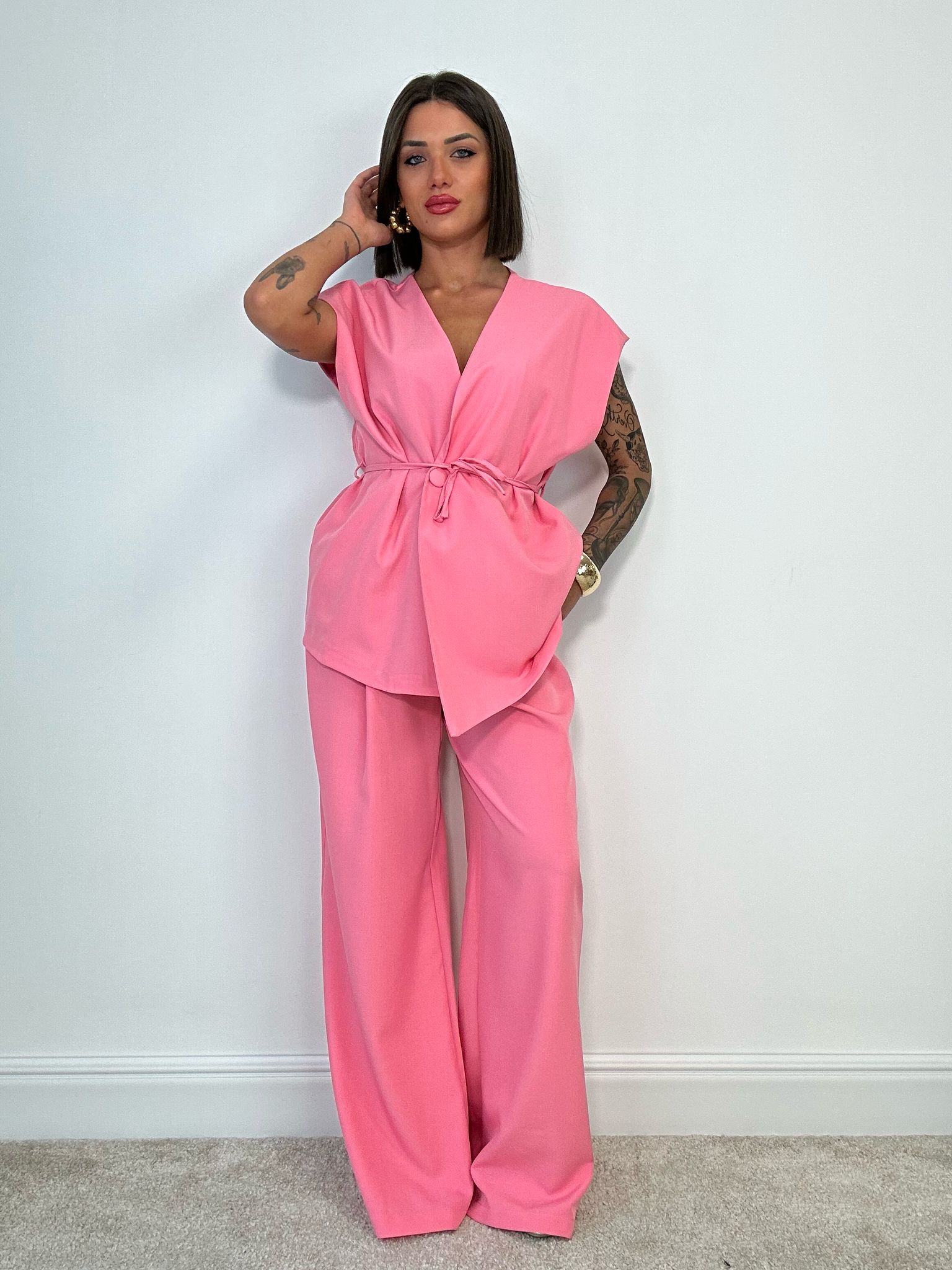 Coordinato Malaga (Giacca Smanicata+ Pantalone) Rosa Scuro