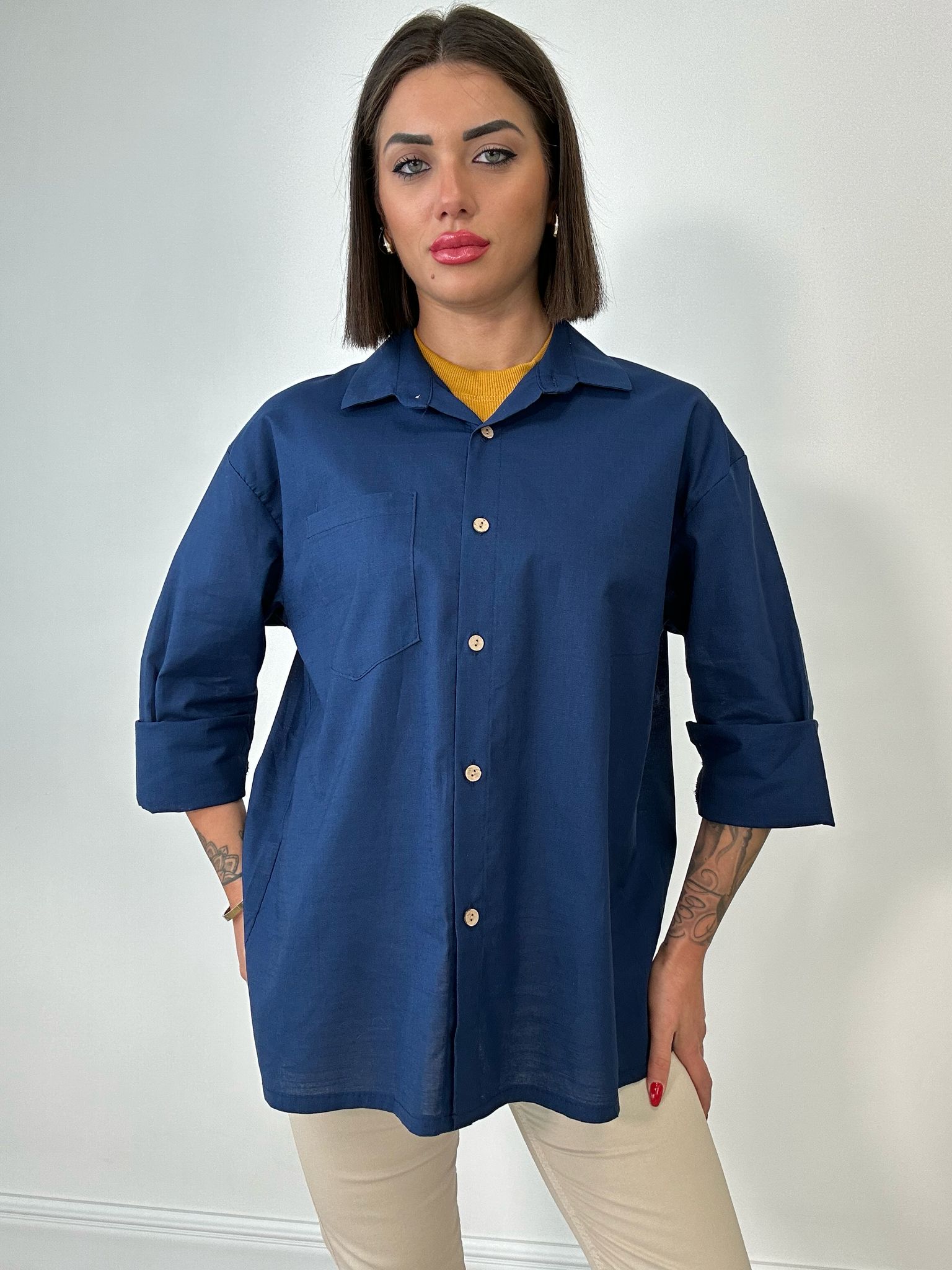 Camicia in Lino- Blu