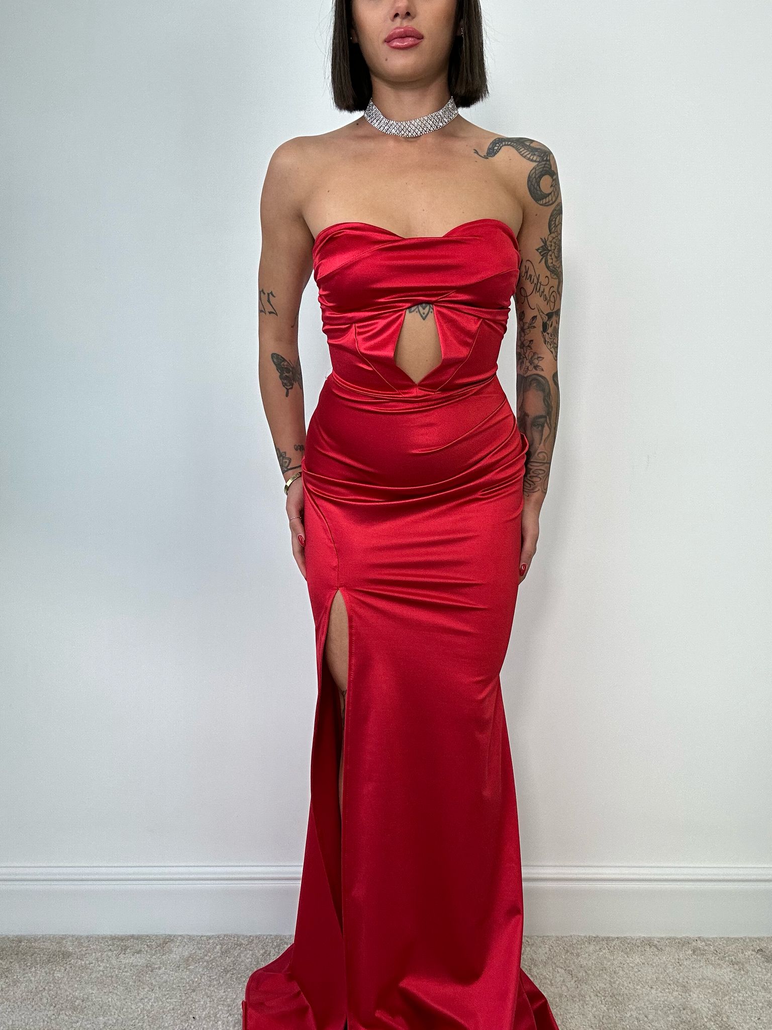 Abito a fascia con Apertura - Rosso