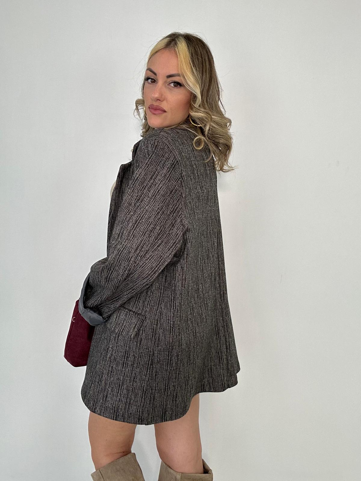 Coordinato Pied de Poule (Blazer + Gonna Pantaloncino) Nero