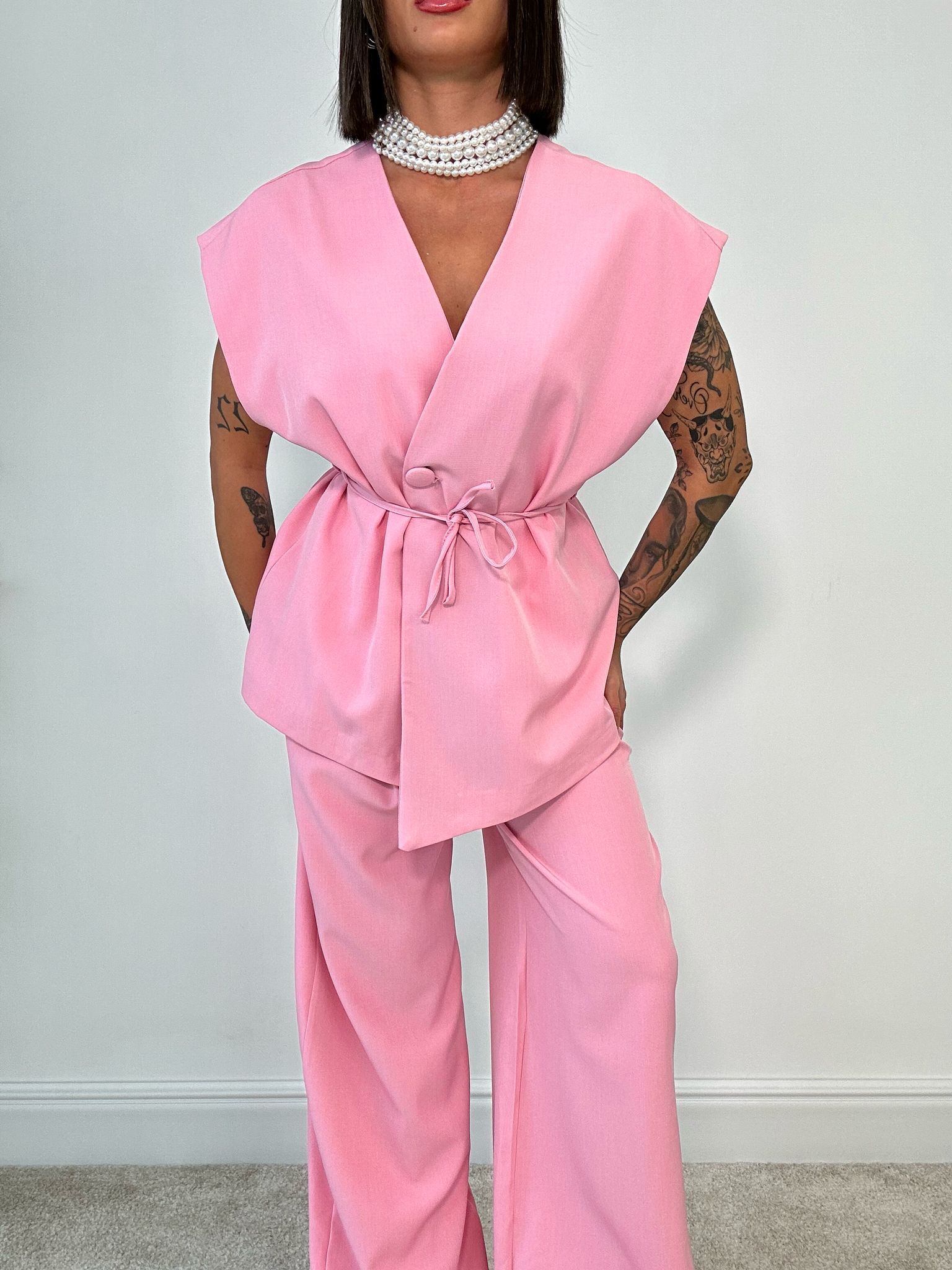 Coordinato Malaga (Giacca Smanicata+ Pantalone) Rosa
