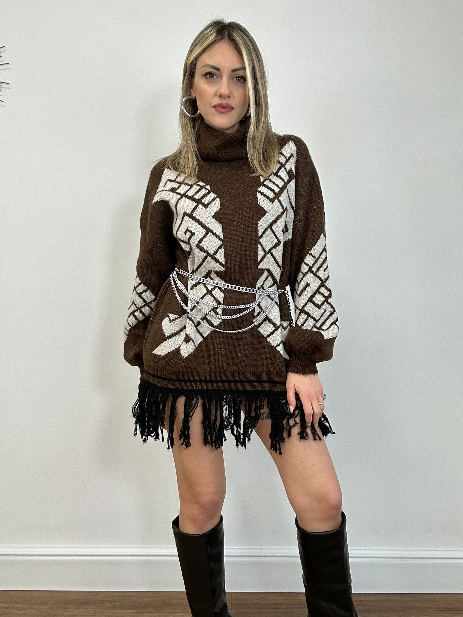 Fransenkleid 25870 - Braun