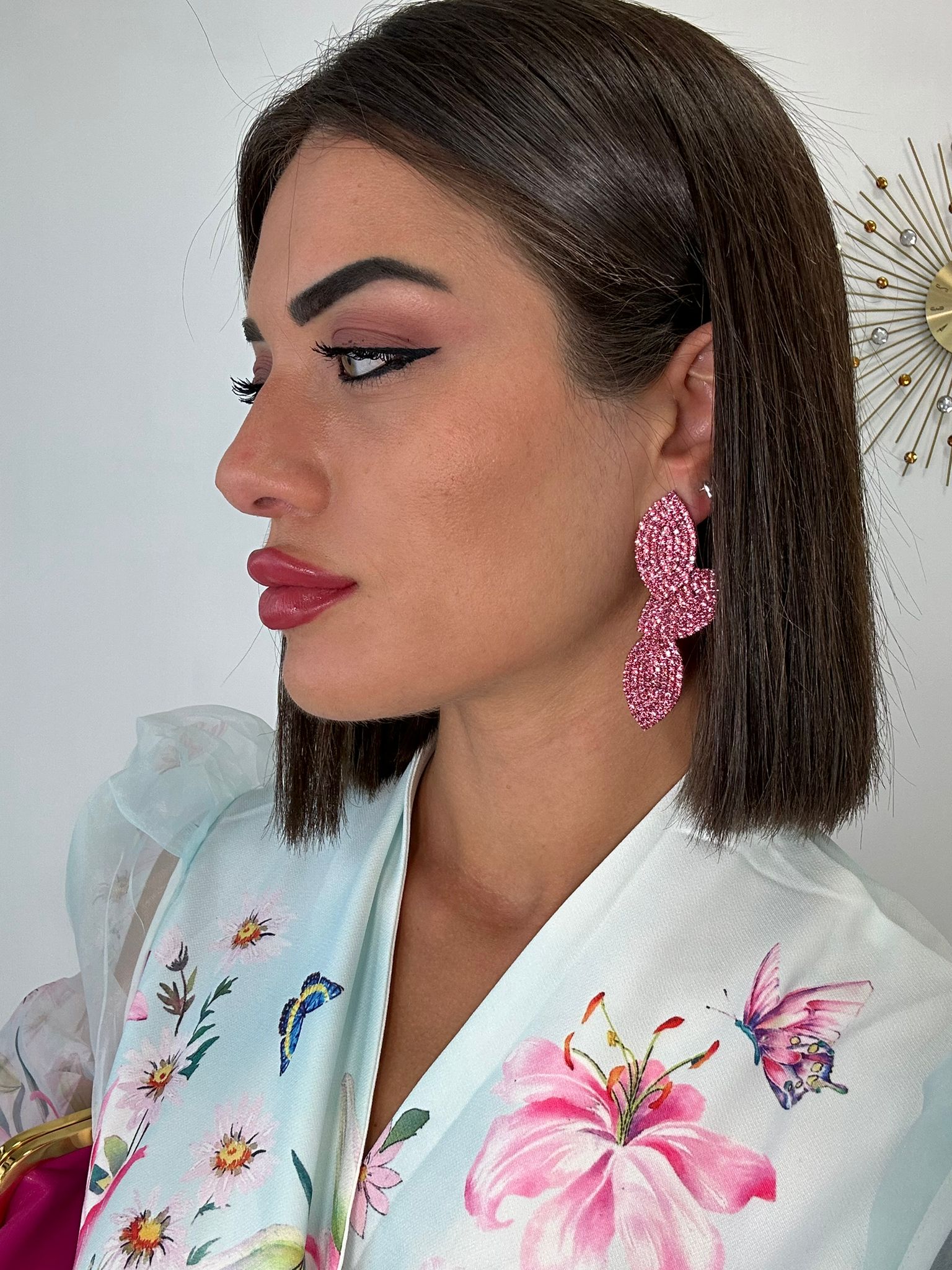 Orecchini a foglia pendenti - Rosa
