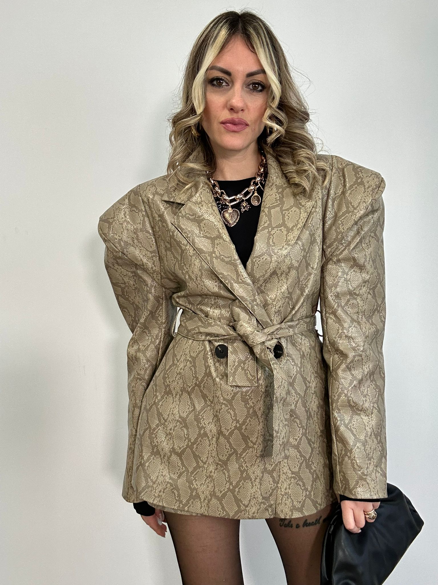 Blazer ecopelle pitonata C26 - Beige