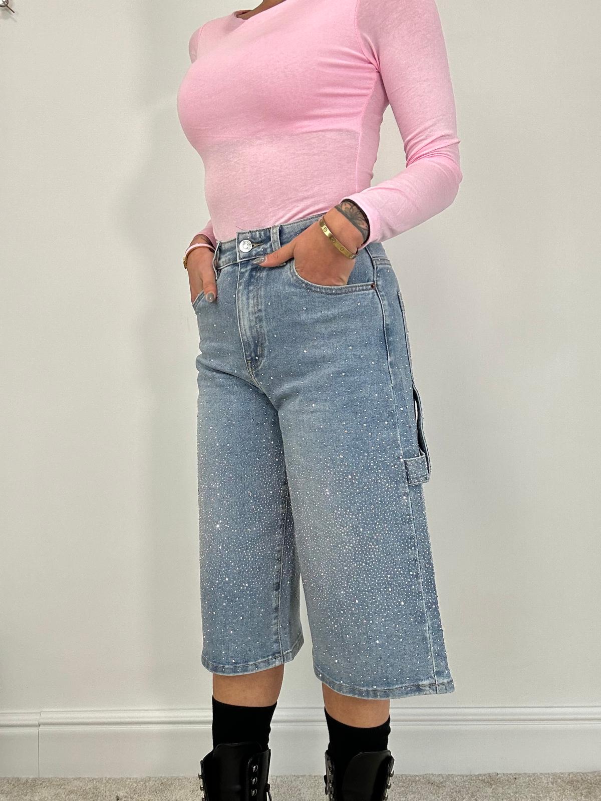 Jeans Bermuda Brillantinato - Lavaggio Chiaro