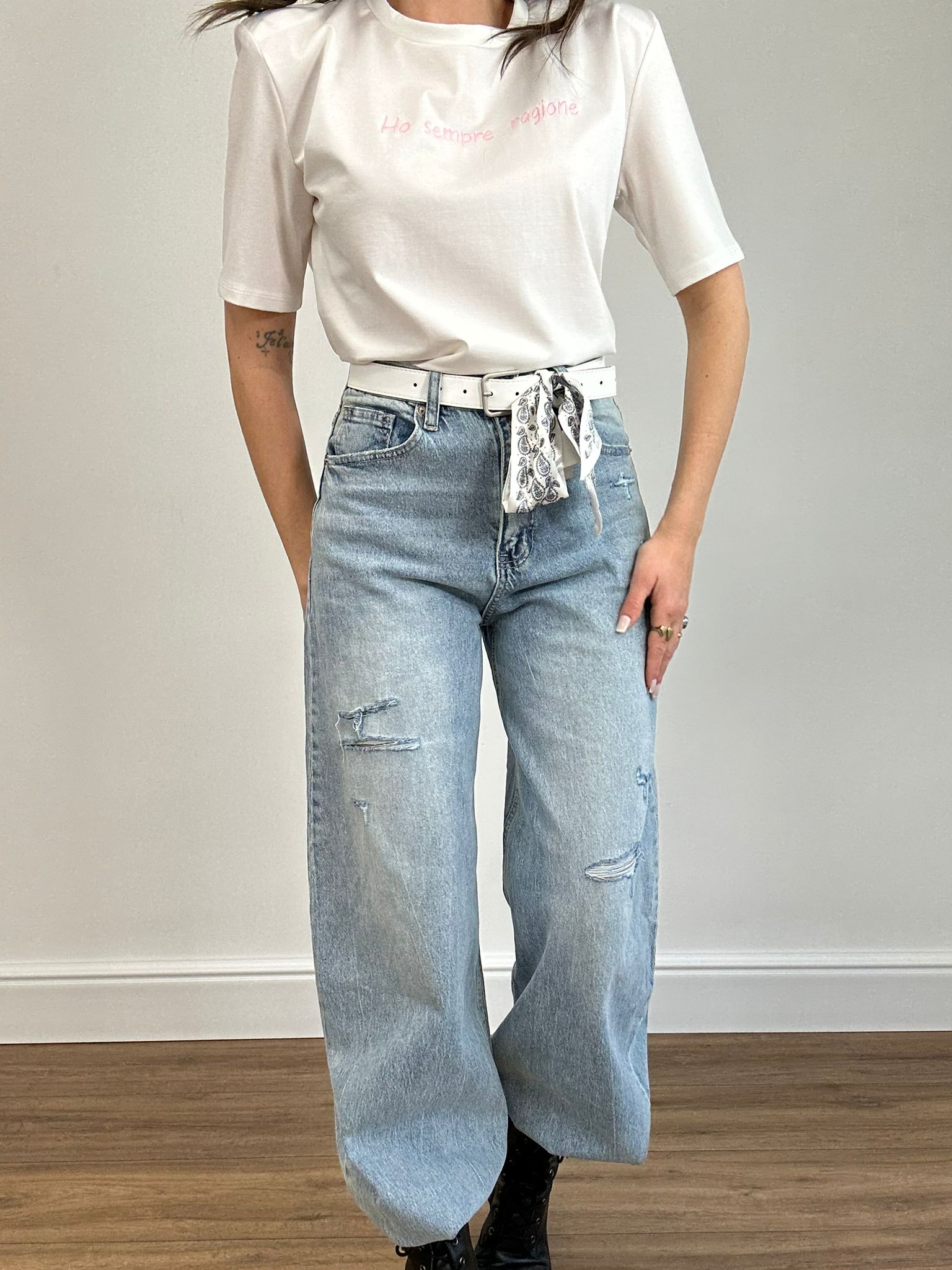 Jeans con foulard F122 - Lavaggio Chiaro