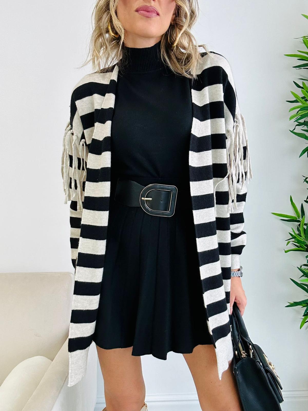 Ceinture avec taille élastique et boucle noire et dorée - Noir