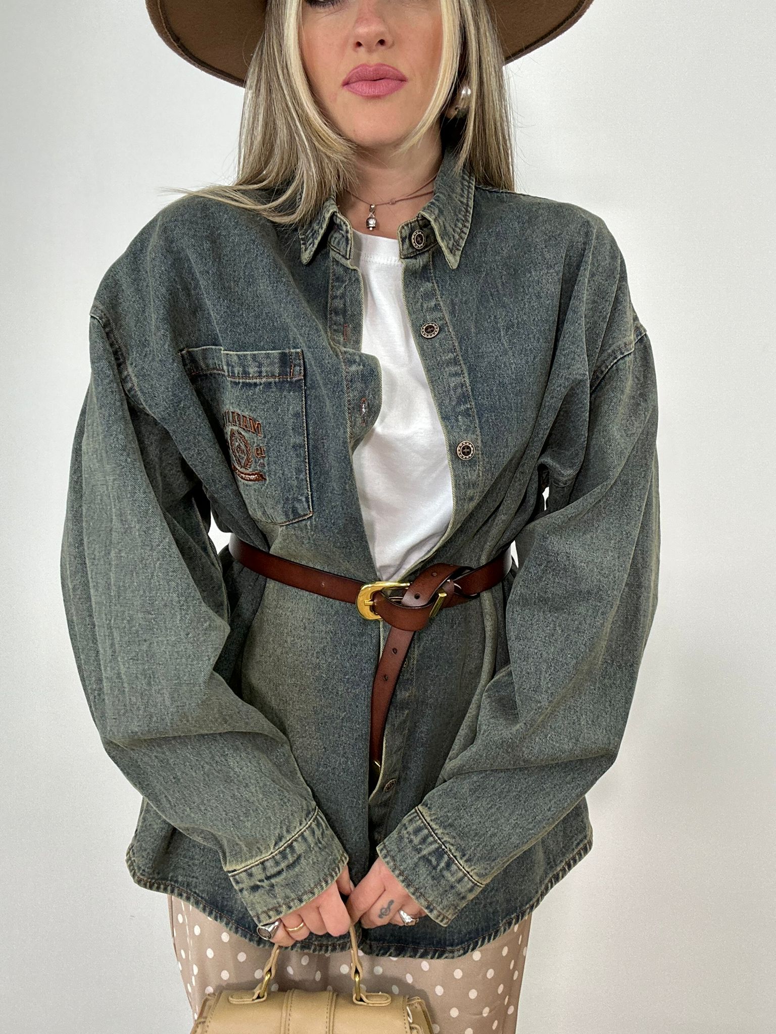 Maxi camicia denim MC926 - sabbiata vintage