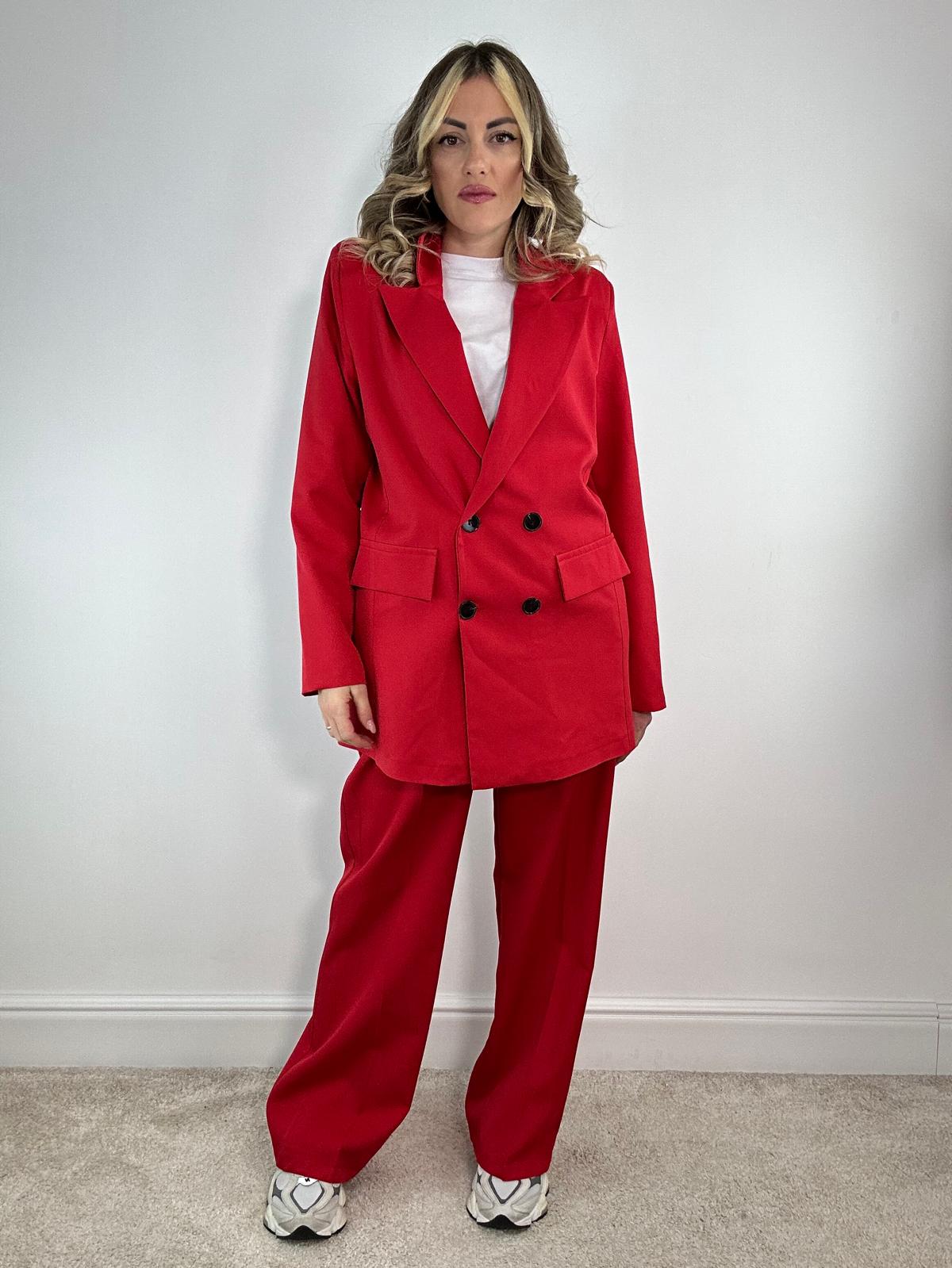 Tailleur Malaga M12153 (Blazer Doppio Petto + Pantalone) Rosso