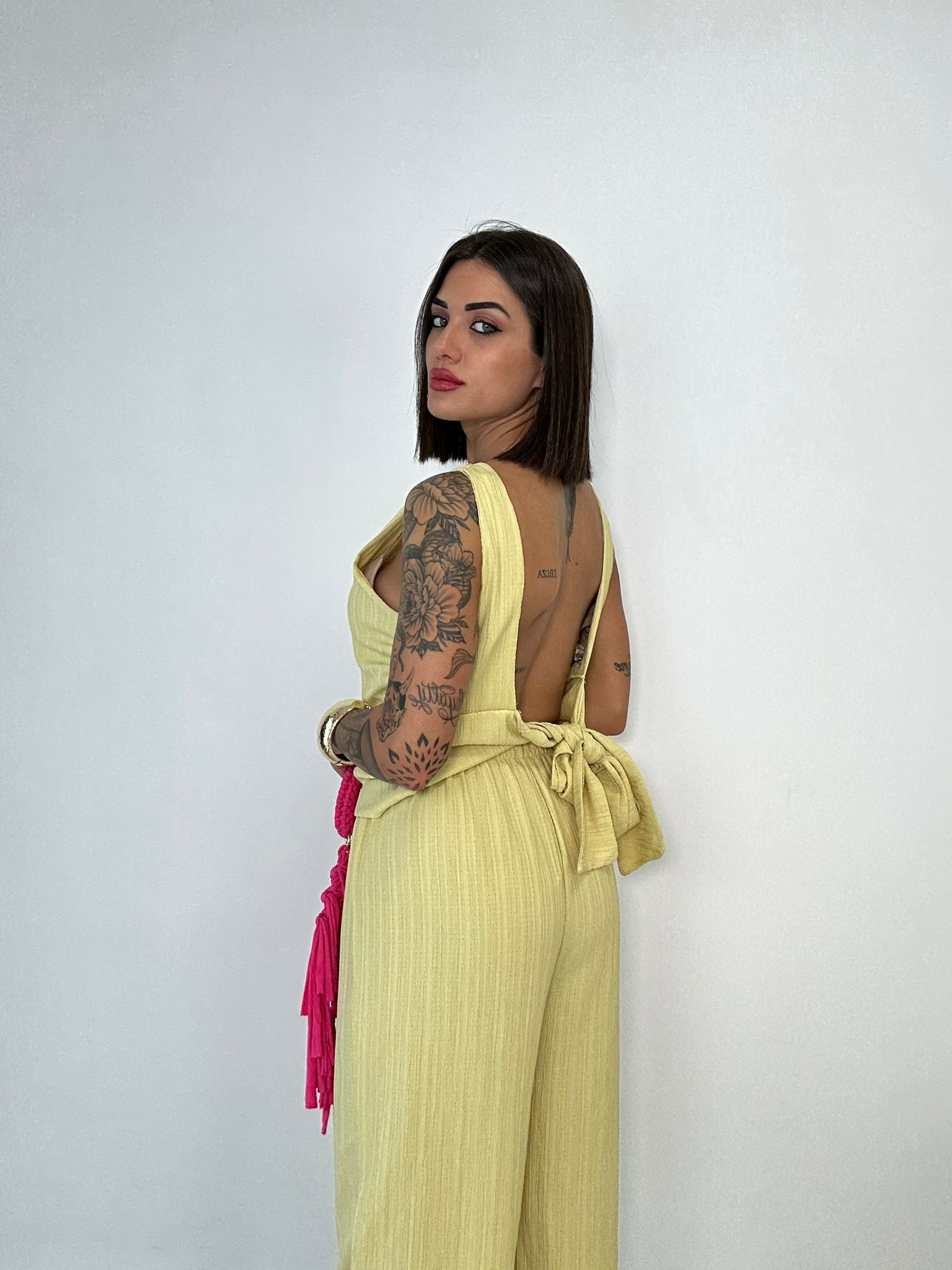 Coordinato Simona (Top + Pantalone) Giallo Ocra