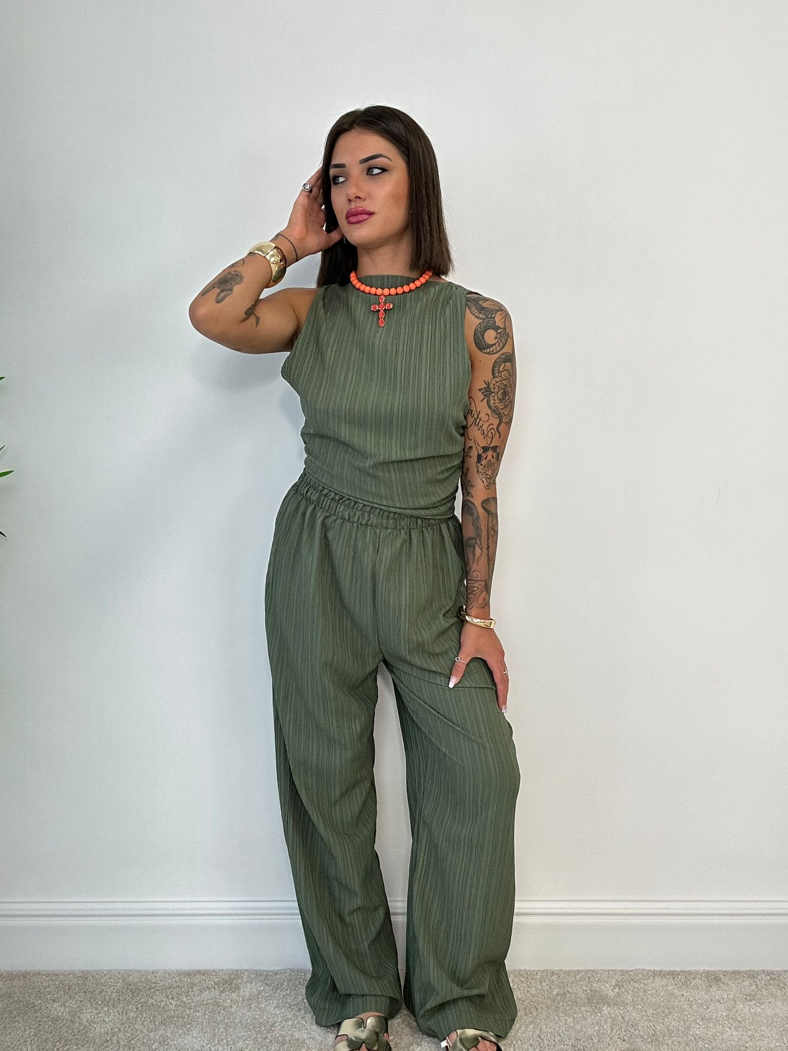 Coordinato Simona (Top + Pantalone) Verde