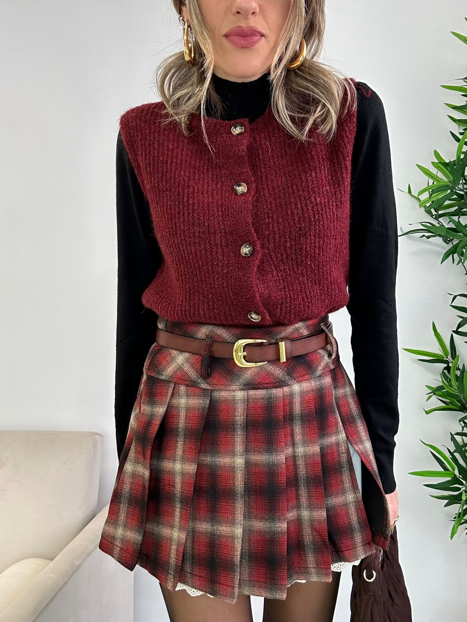 Jupe courte Bruna - Bordeaux DISPONIBLE L