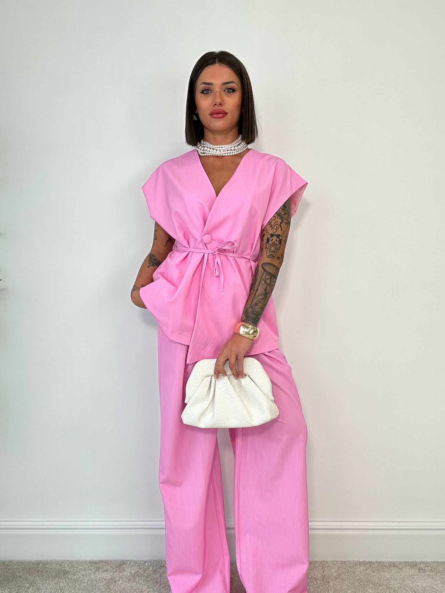 Malaga Coordinated (Ärmellose Jacke + Hose) Barbie Pink