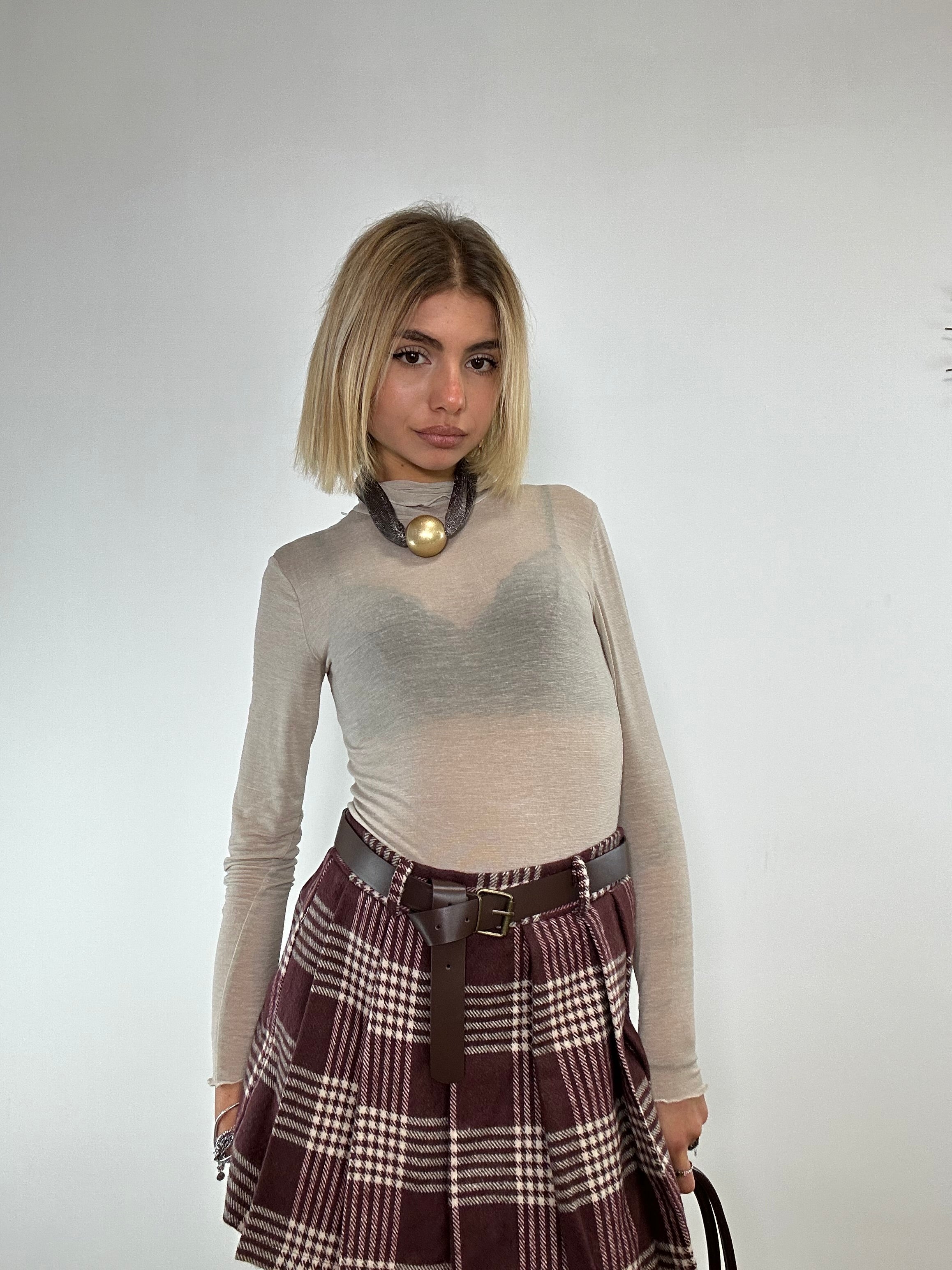 Gonna Pantaloncino 25719 - Bordeaux e Panna