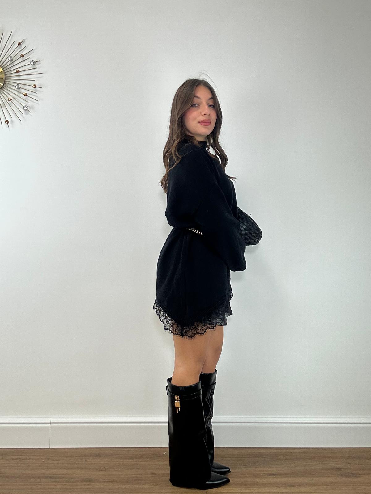 PREORDINE IN ARRIVO 25 NOVEMBRE - Maglione Asimmetrico 25893 - Nero