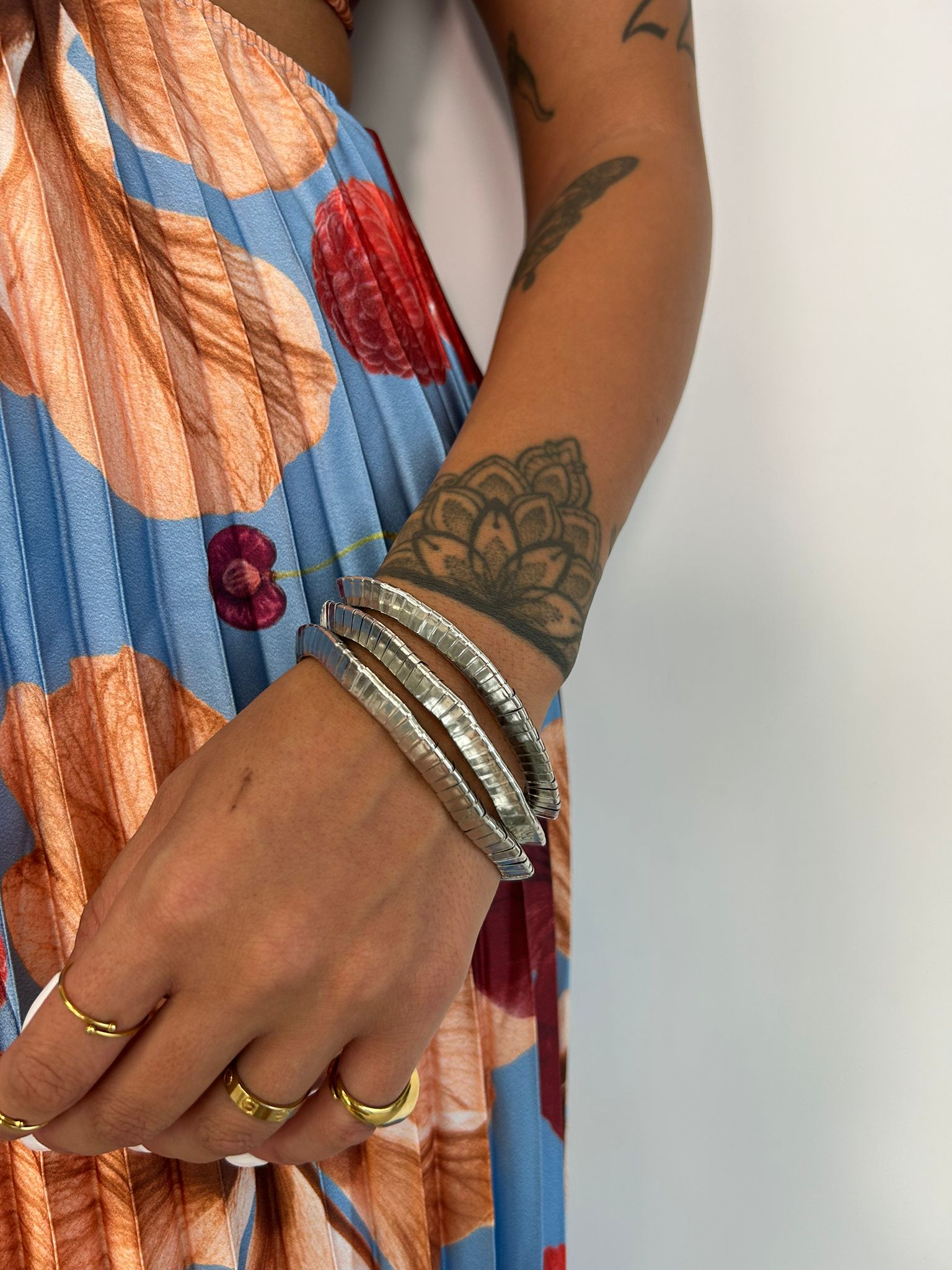 Bracciale 3 pezzi con elastico - Argento