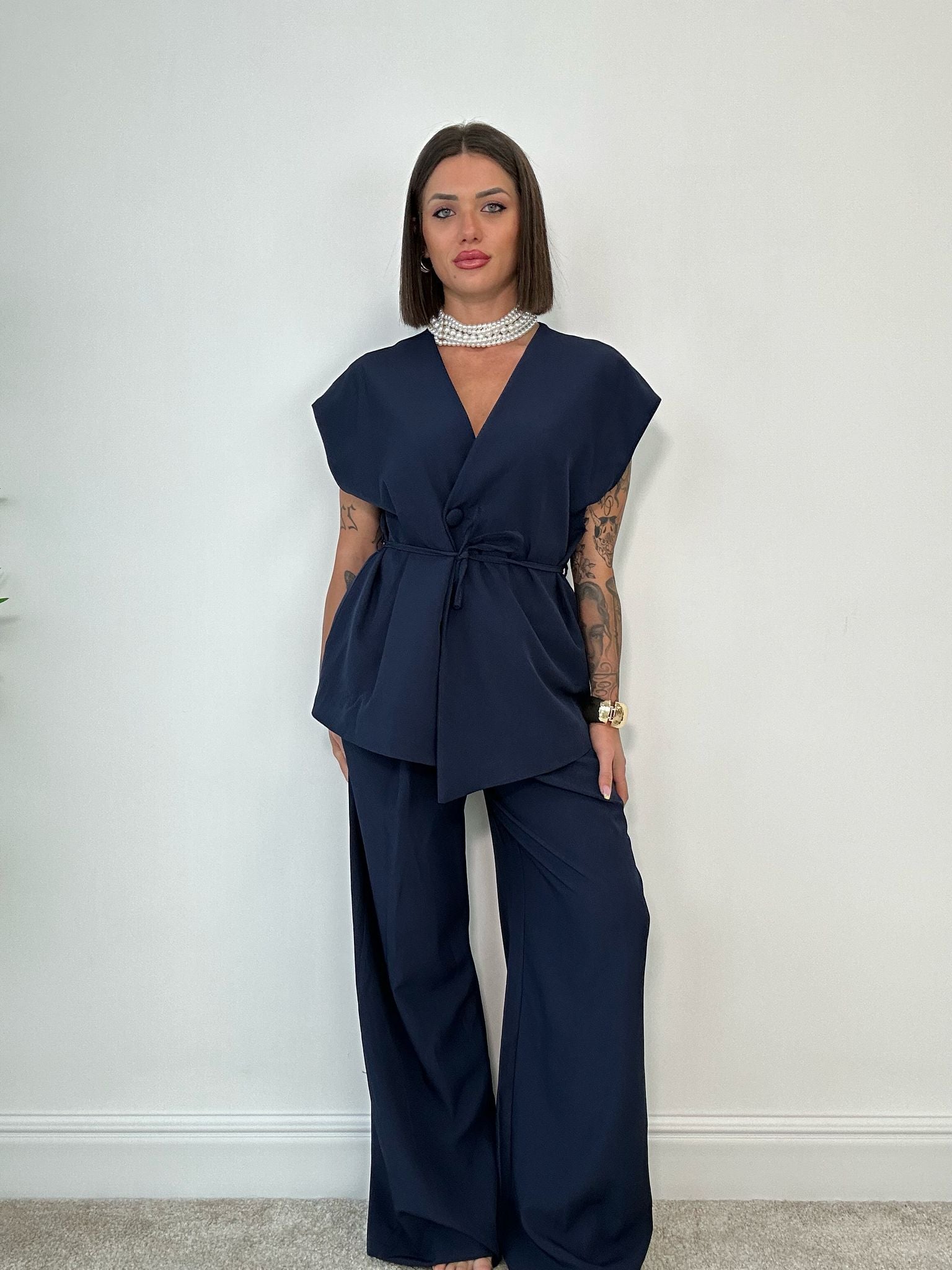 Coordinato Malaga (Giacca Smanicata+ Pantalone) Blu Notte
