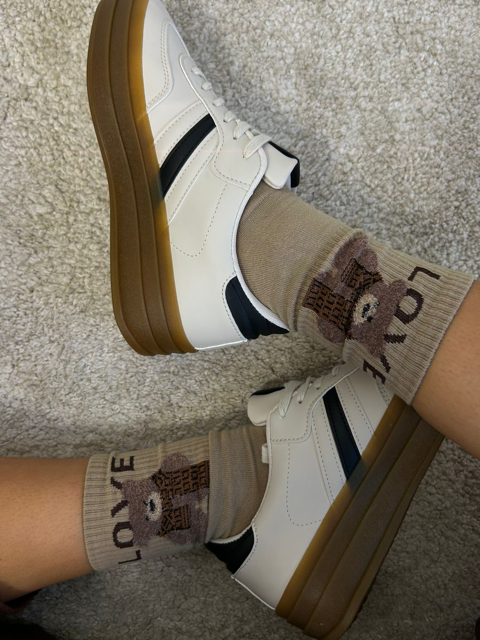 Sneakers con suola alta - Panna