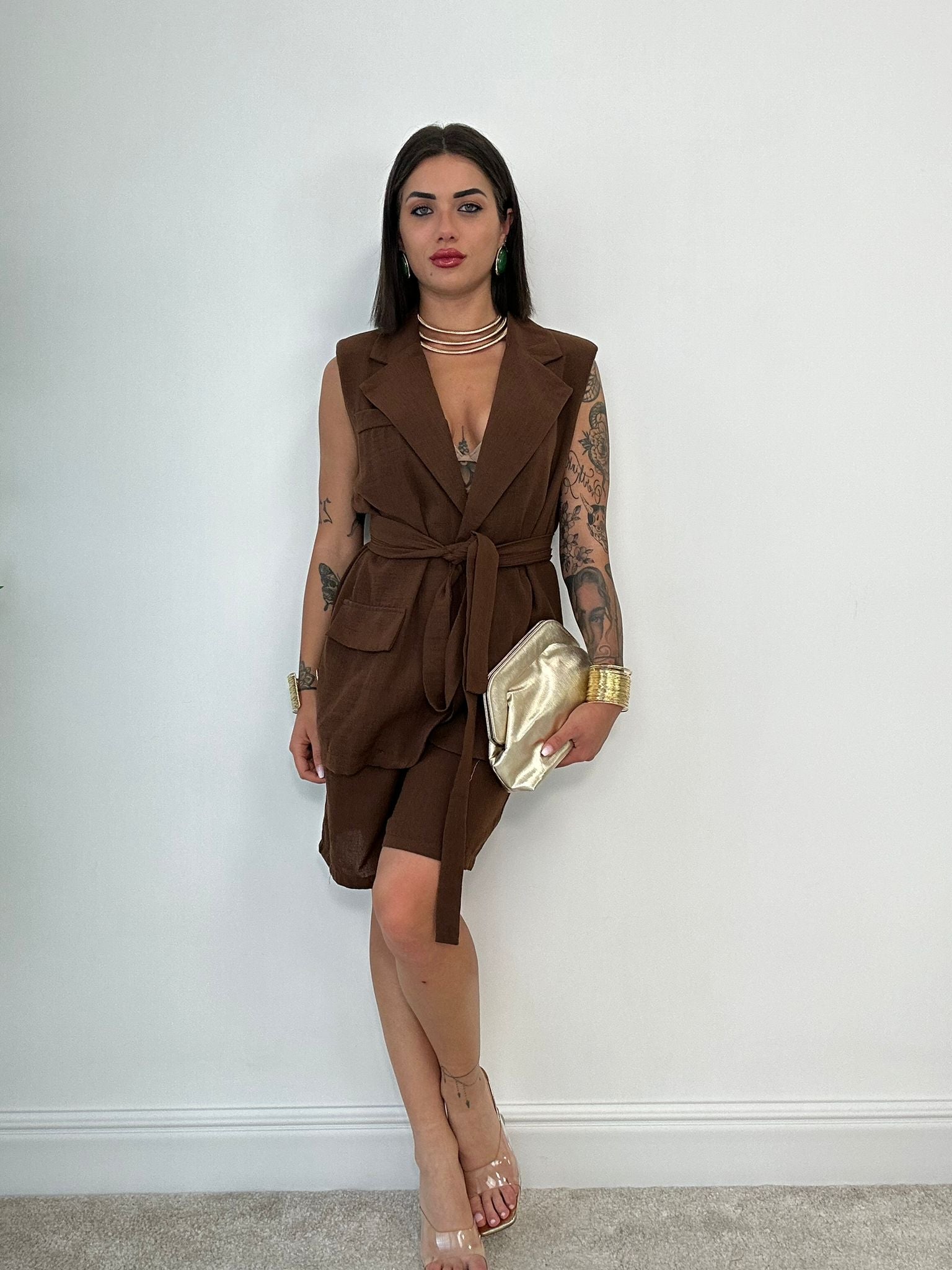 Coordinato Tropea (Blazer Smanicato + Bermuda) Marrone