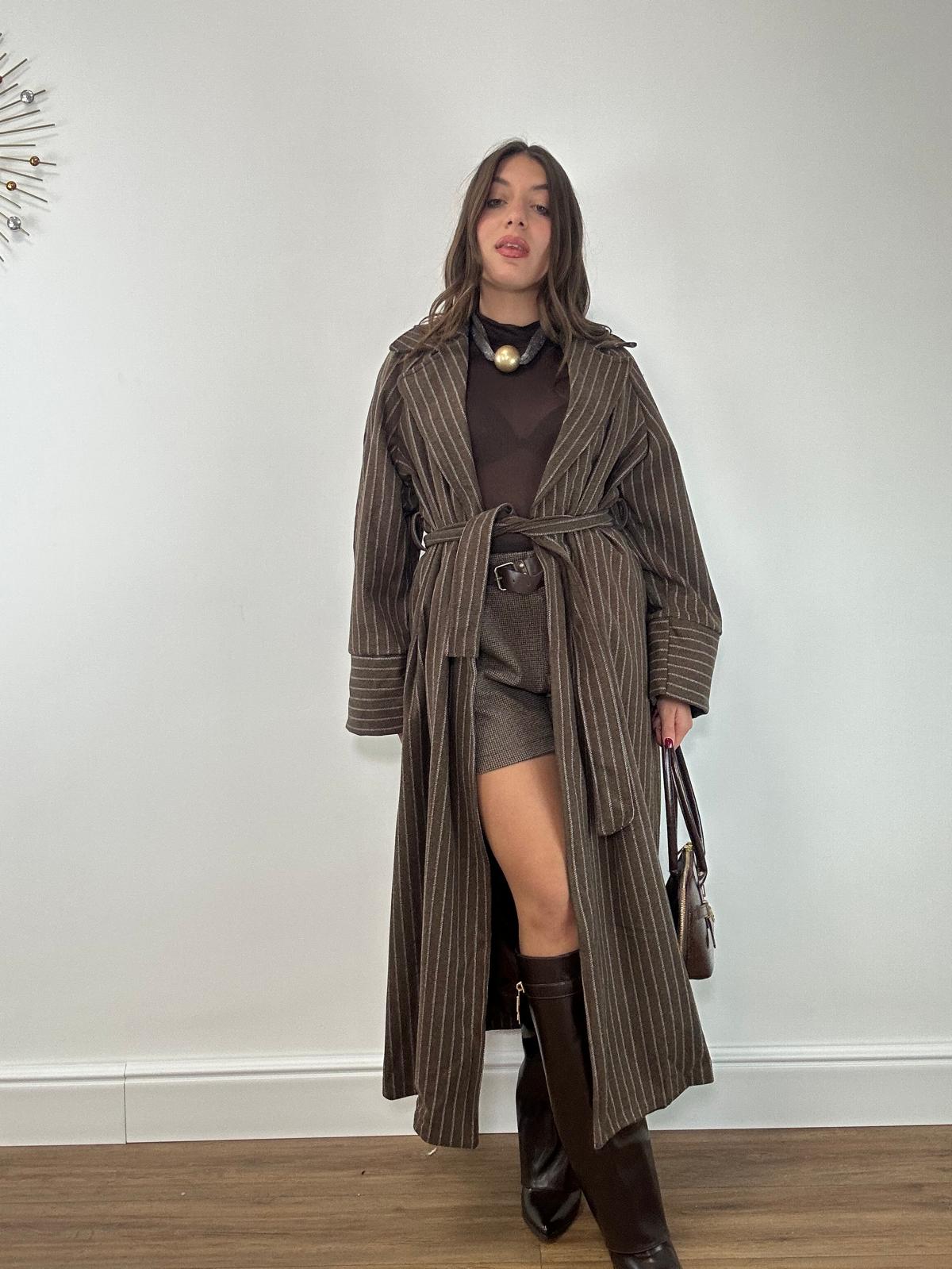 Cappotto Gessato 88862 - Marrone