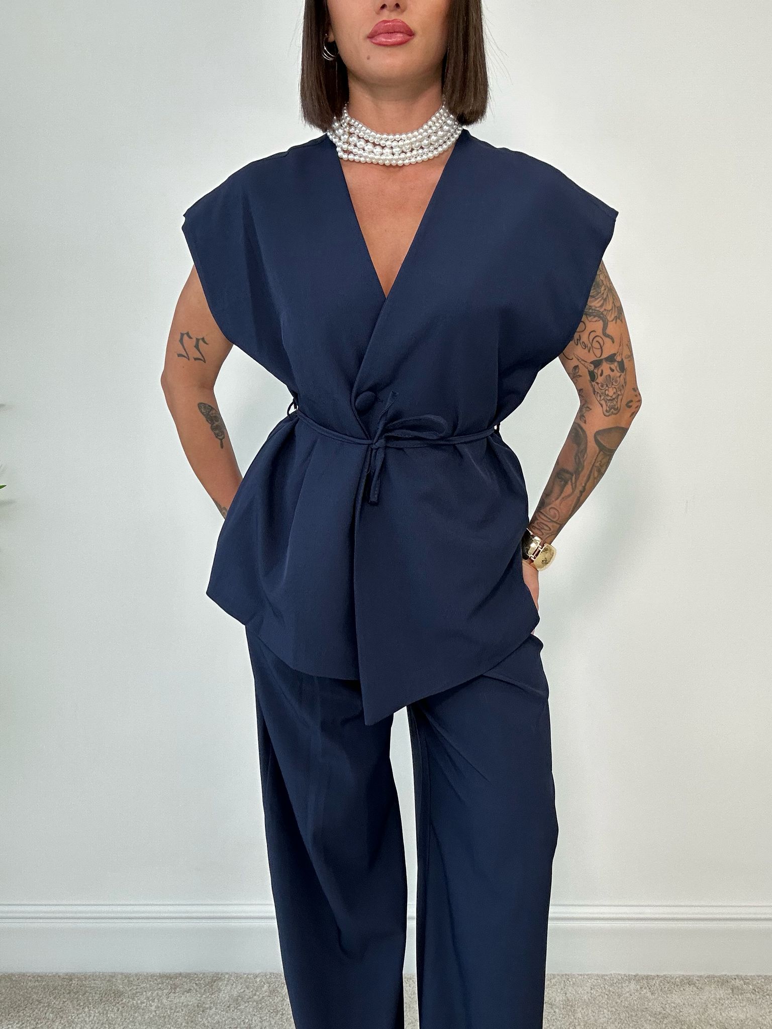 Coordinato Malaga (Giacca Smanicata+ Pantalone) Blu Notte