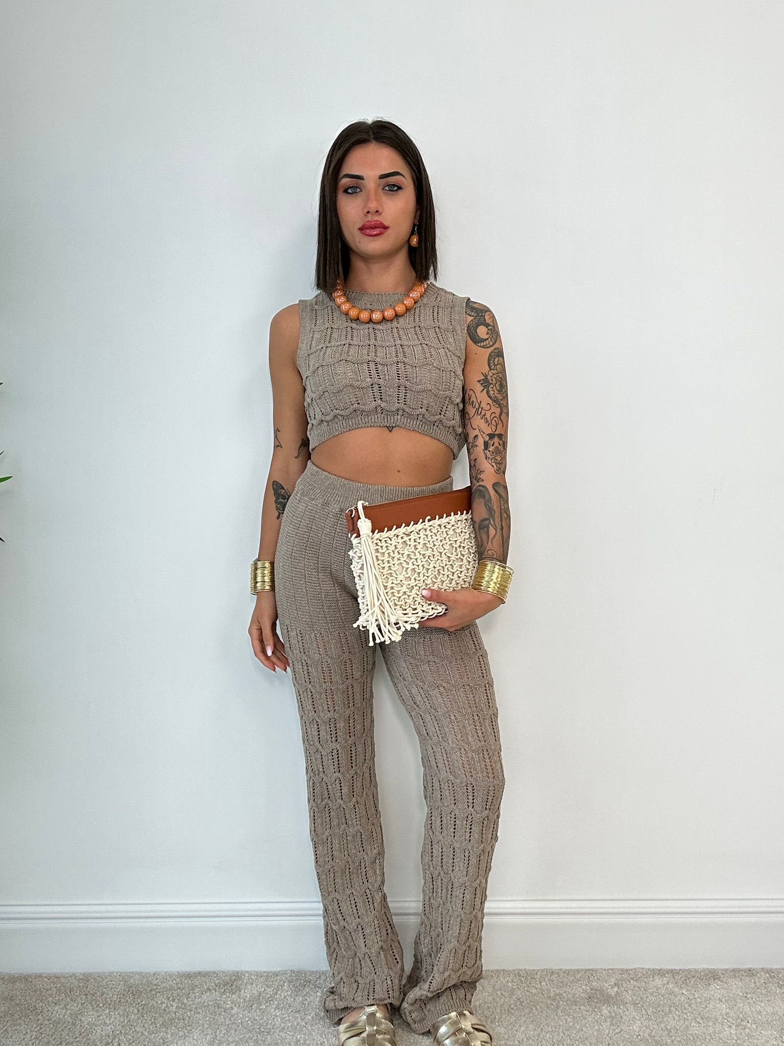 Coordinato "My Summer" (Top + Pantalone) Fango