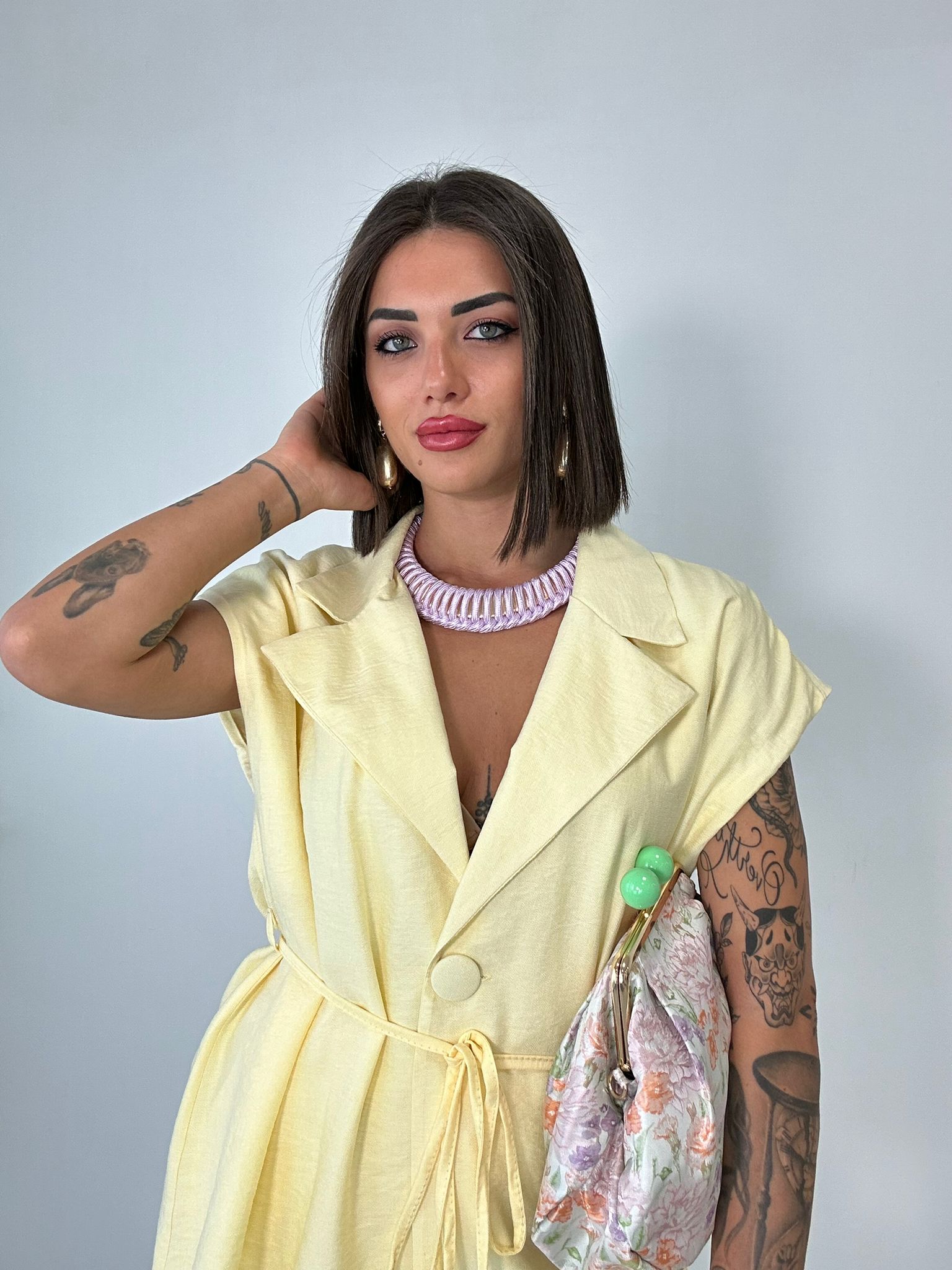 Coordinato Bahamas (Giacca Smanicata + Pantalone) Giallo